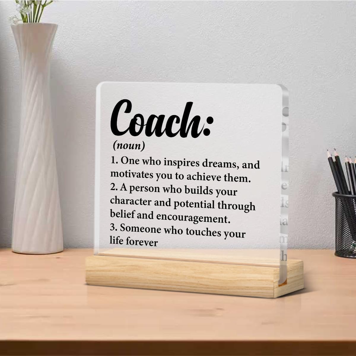 Thank You Coach Gifts for Women Men, Appreciation Gift for Coach Trainer Clear Acrylic Desk Decor Decorative Sign for Home Offic