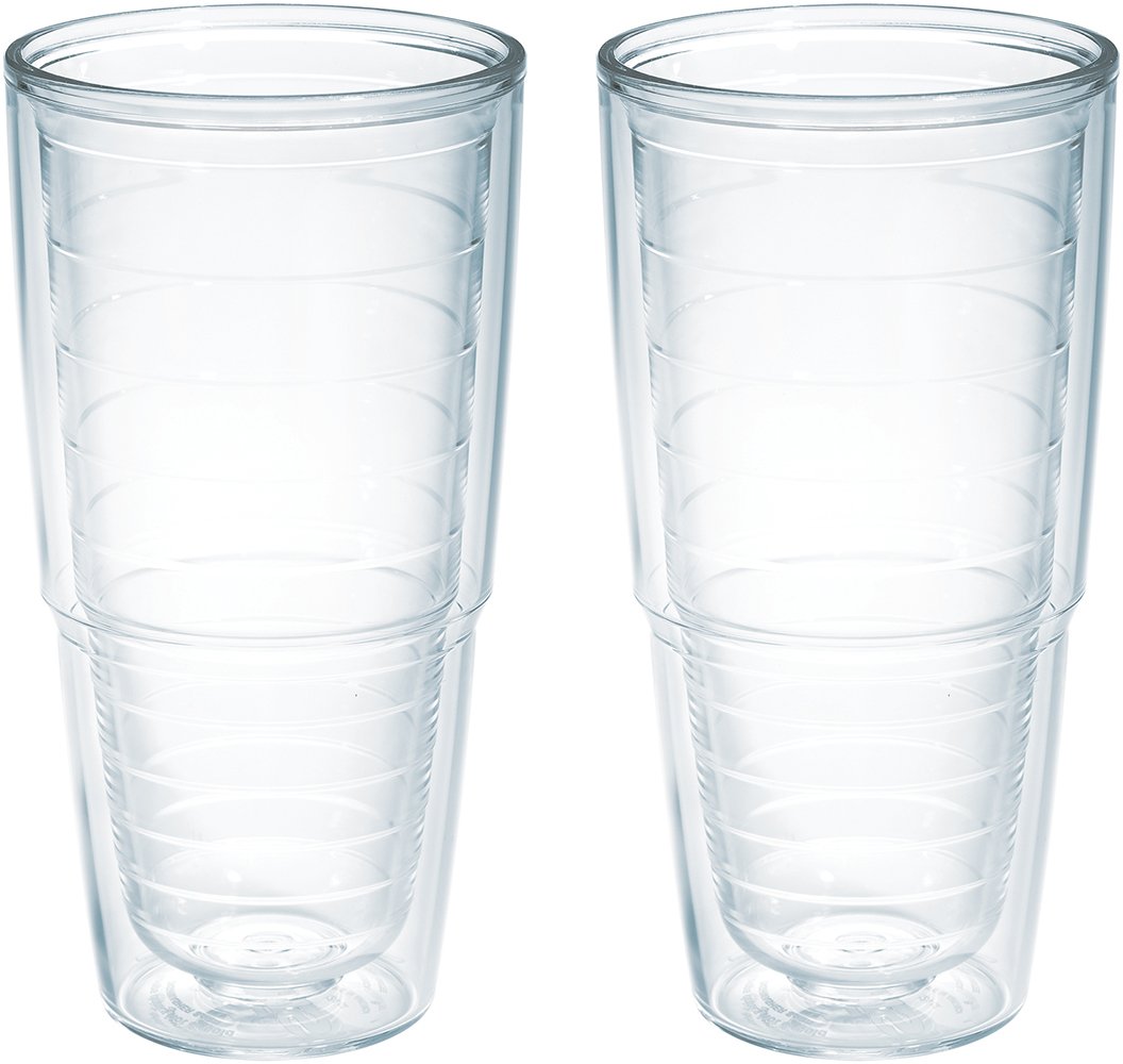 Tervis Clear & Colorful Tabletop Made In Usa Double Walled Insulated Tumbler Travel Cup Keeps Drinks Cold & Hot, 24Oz - 2Pk, Cle