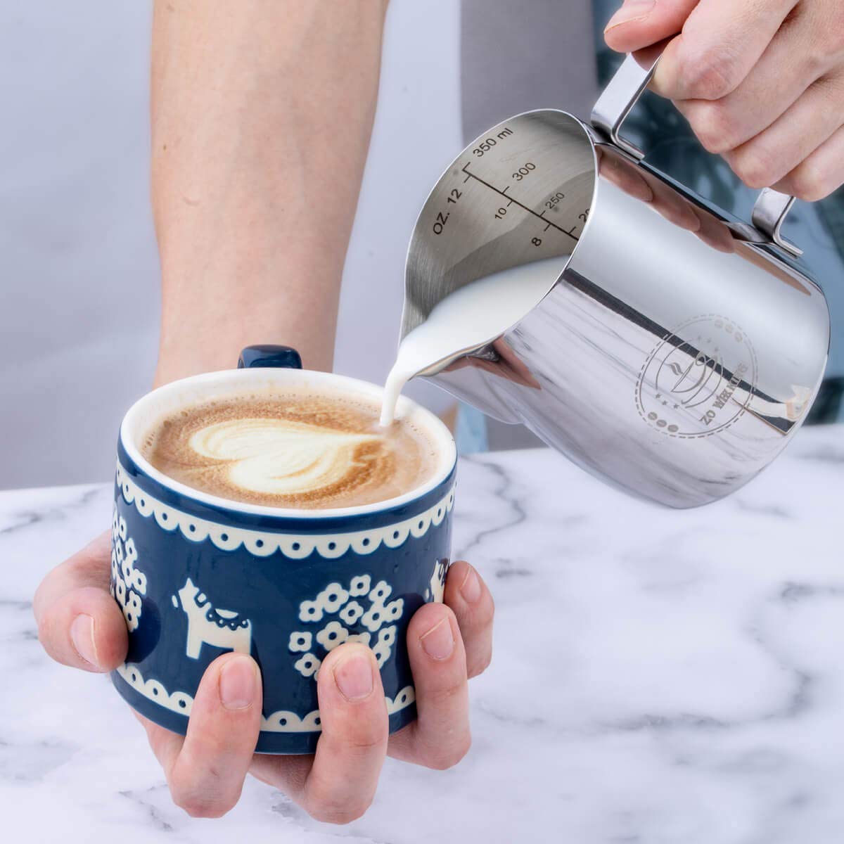 Milk Frothing Pitcher 12Oz,Espresso Steaming Pitcher 12Oz,Espresso Machine Accessories,Milk Frother Cup 12Oz,Milk Coffee Cappucc