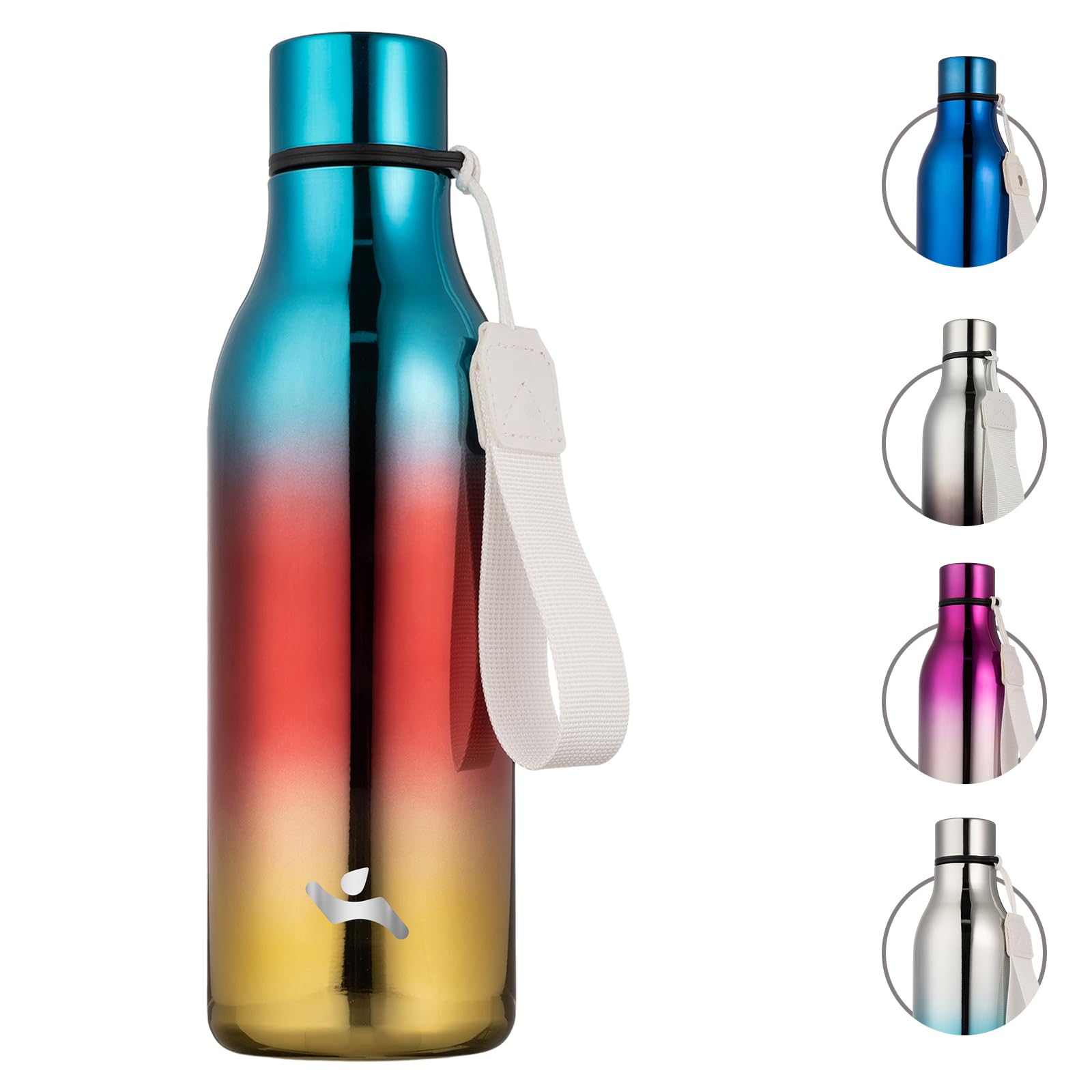 Konokyo Insulated Water Bottle with Strap,18 oz Double Wall Stainless Steel Vacuum Bottles Metal Water Flask,Caribbean Sunrise