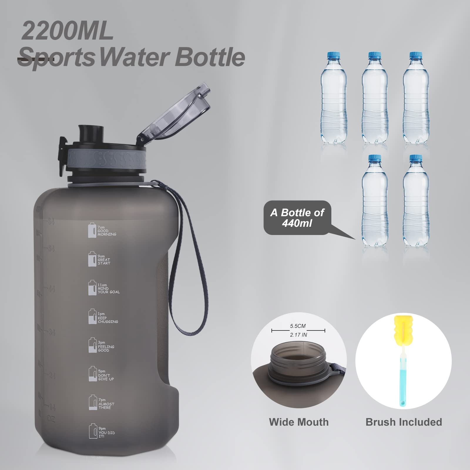 Gemful Large Water Bottle With Handle 74Oz Bpa Free For Sports