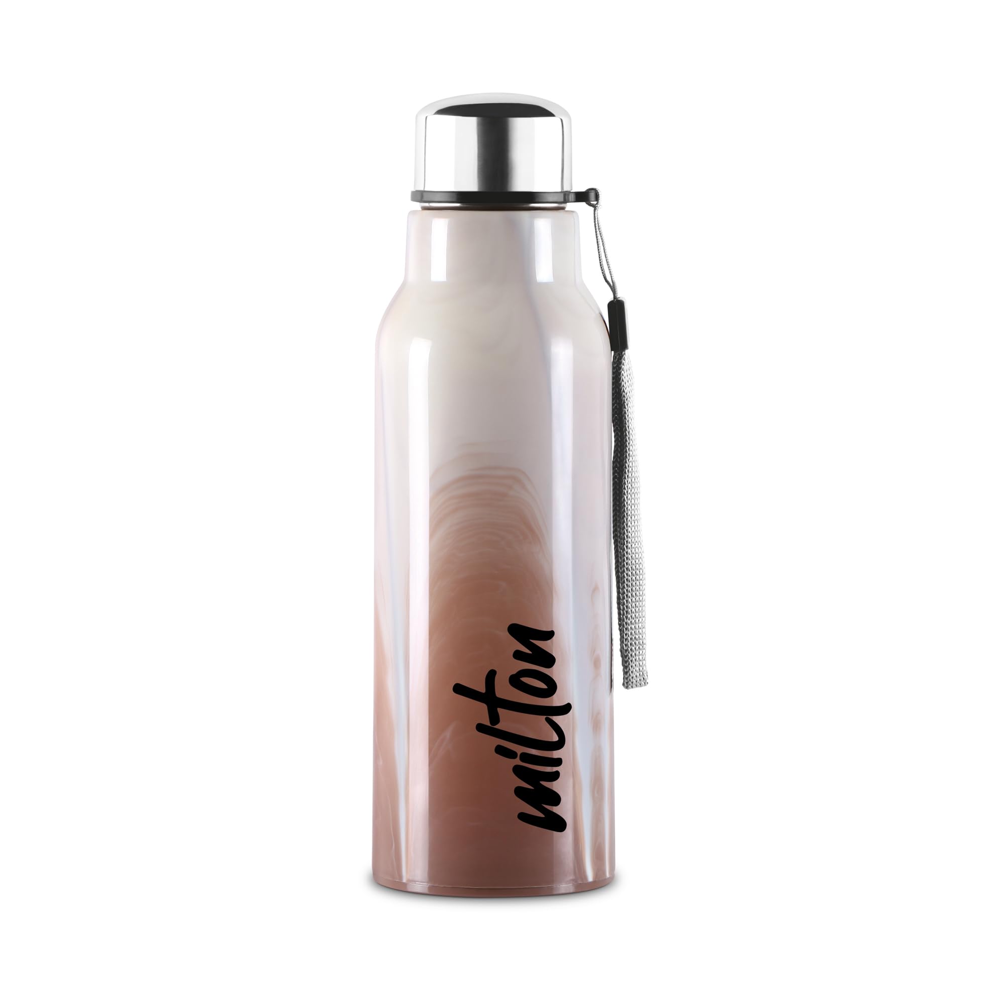 Milton Steel Marble 600 Leak Proof, Wide Mouth & Easy To Open Insulated Inner Steel Outer Plastic Water Bottle, 520Ml, Brown, Sc