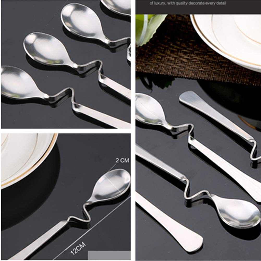 Beetoo Pack Stainless Steel Hanging Coffee Spoon Creative Bending Handle S Shape Stirring Honey Teaspoons For Tea Coffee Dessert