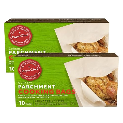 Paperchef Pc5003 (2 Pack) Parchment Paper Nonstick Cooking Bags, 10-Ctbox, 1483, Tan