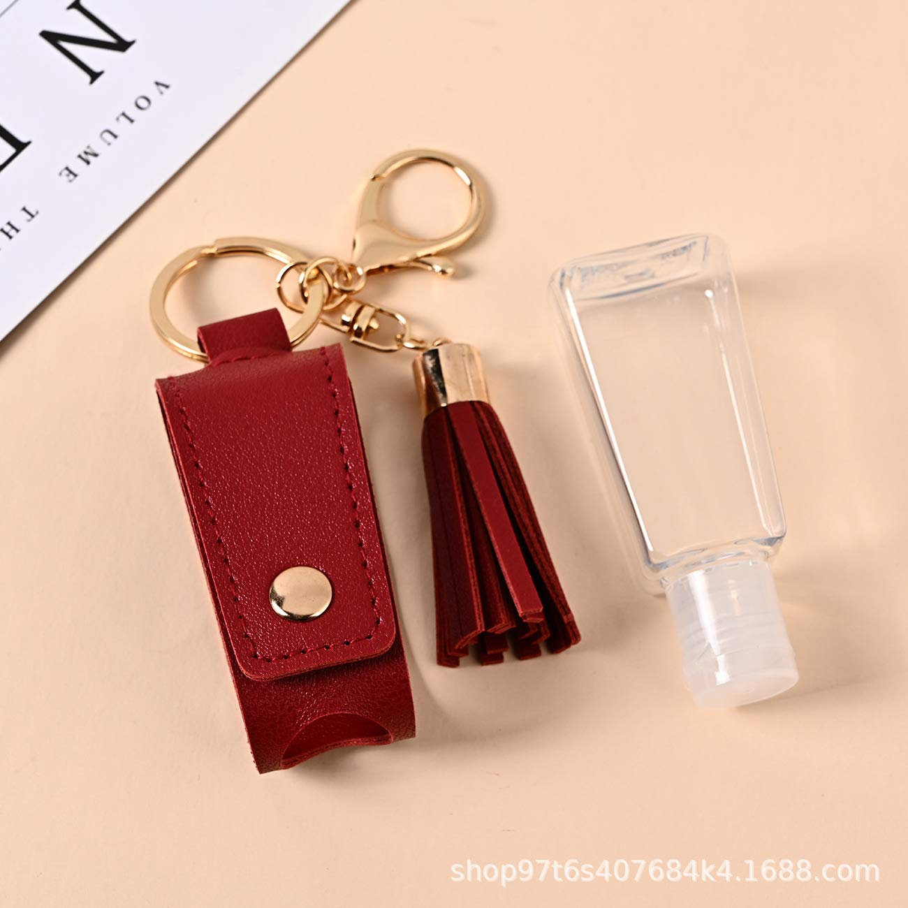 Hsyhere Multifunction Portable Empty Travel Bottle Keychain Hand Sanitizer Bottle Keychain, Pu Leather Tassel Key Chains Car Key