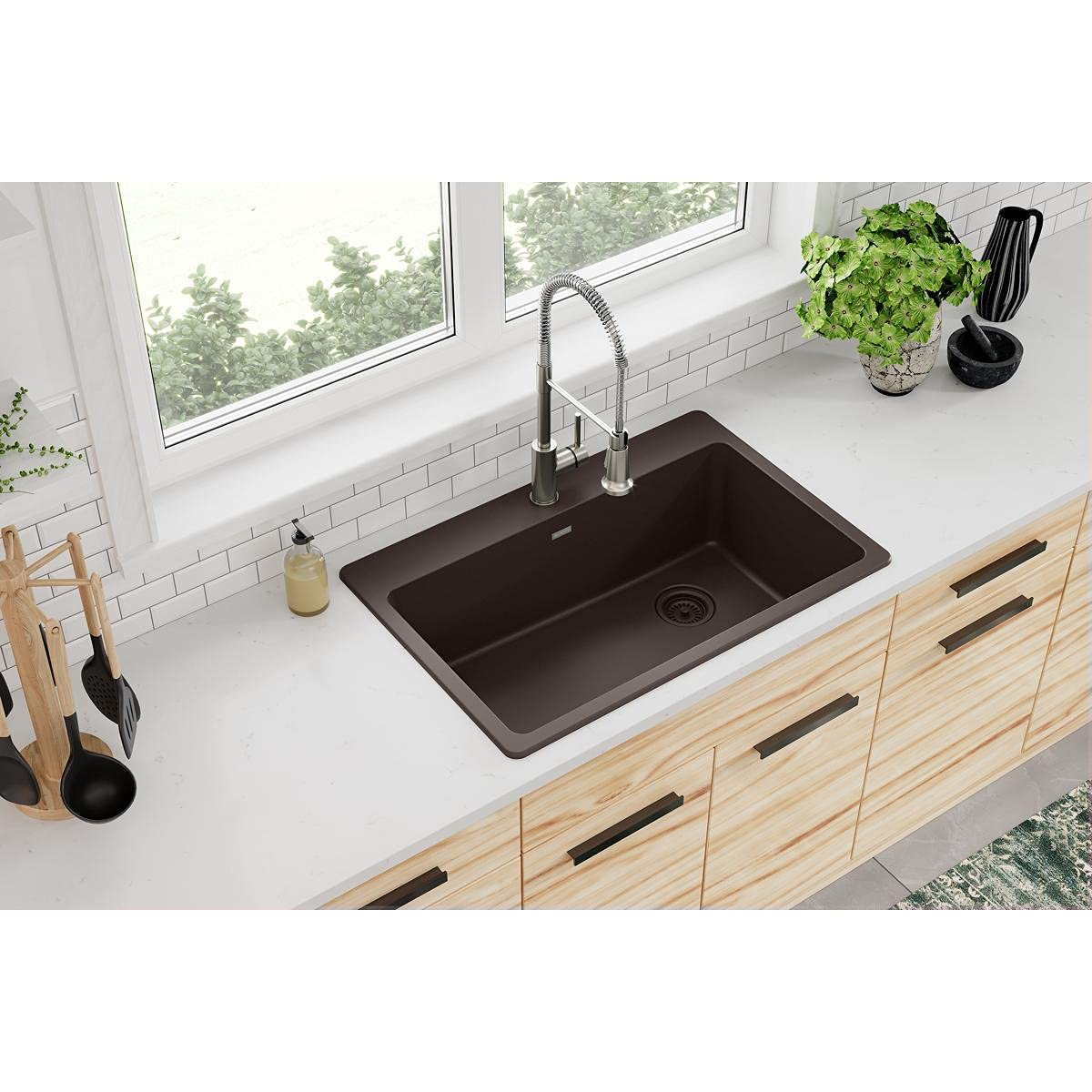 Elkay Quartz Classic 33'' x 22'' x 9-1/2''  Single Bowl Top Mount Sink  Mocha