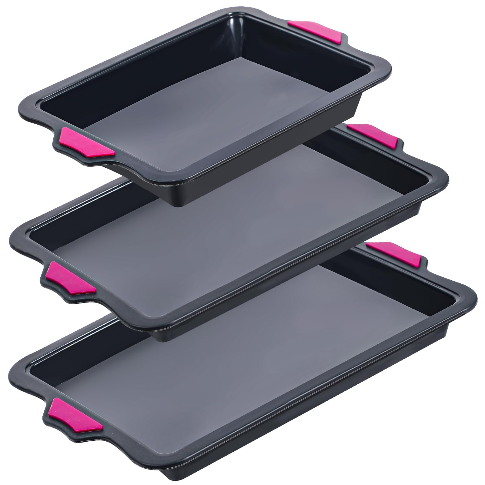 Silicone Sheet Pan, 3 Pack Nonstick Bakeware Set Including 12 15 and 17 Cookie Sheet Pan for Baking, Silicone Baking Trays w