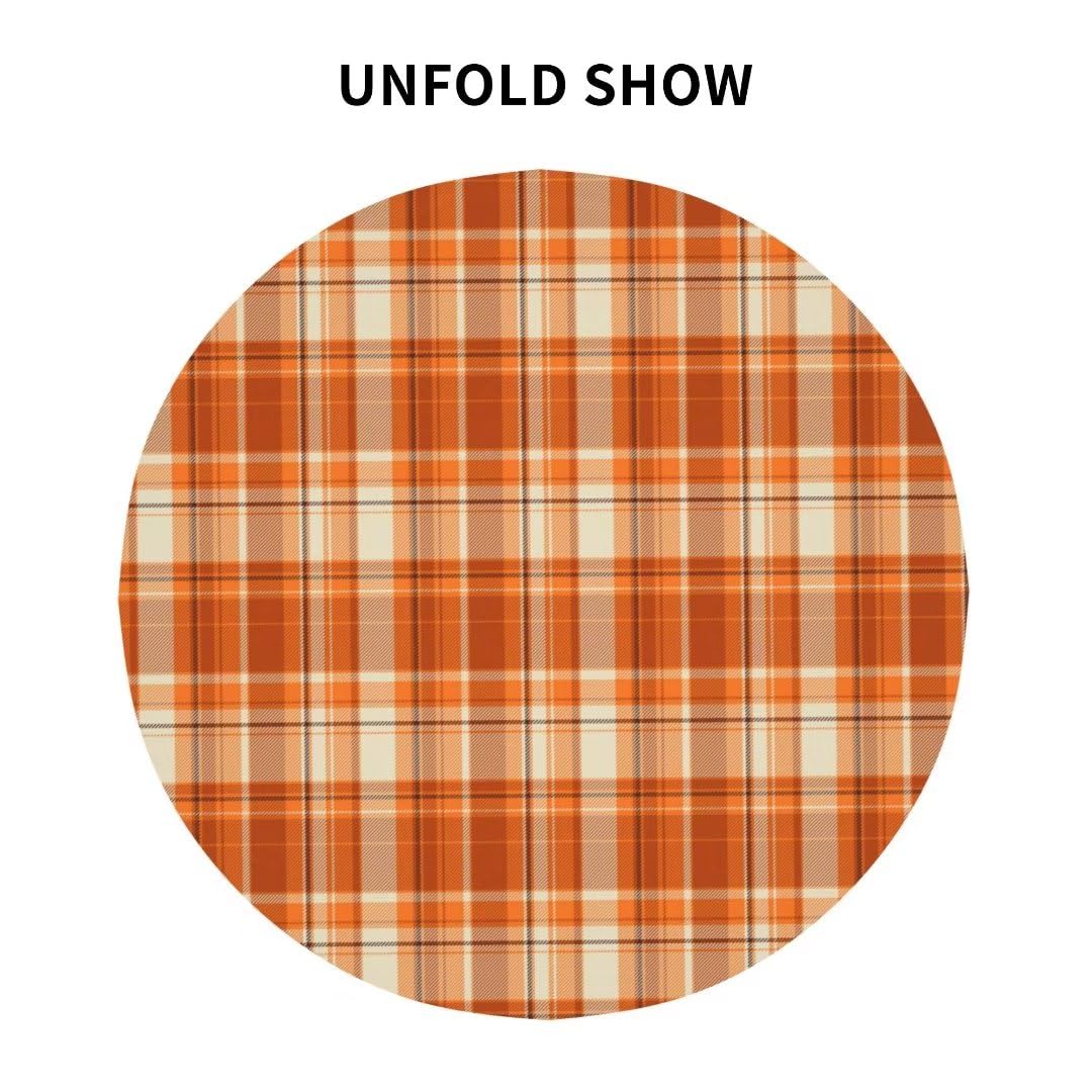 BETGINY Fall Tablecloth 70 Inch Round Autumn Thanksgiving Plaid Table Cloth Dust-Proof Wrinkle Resistant Rustic Tablecloth for H