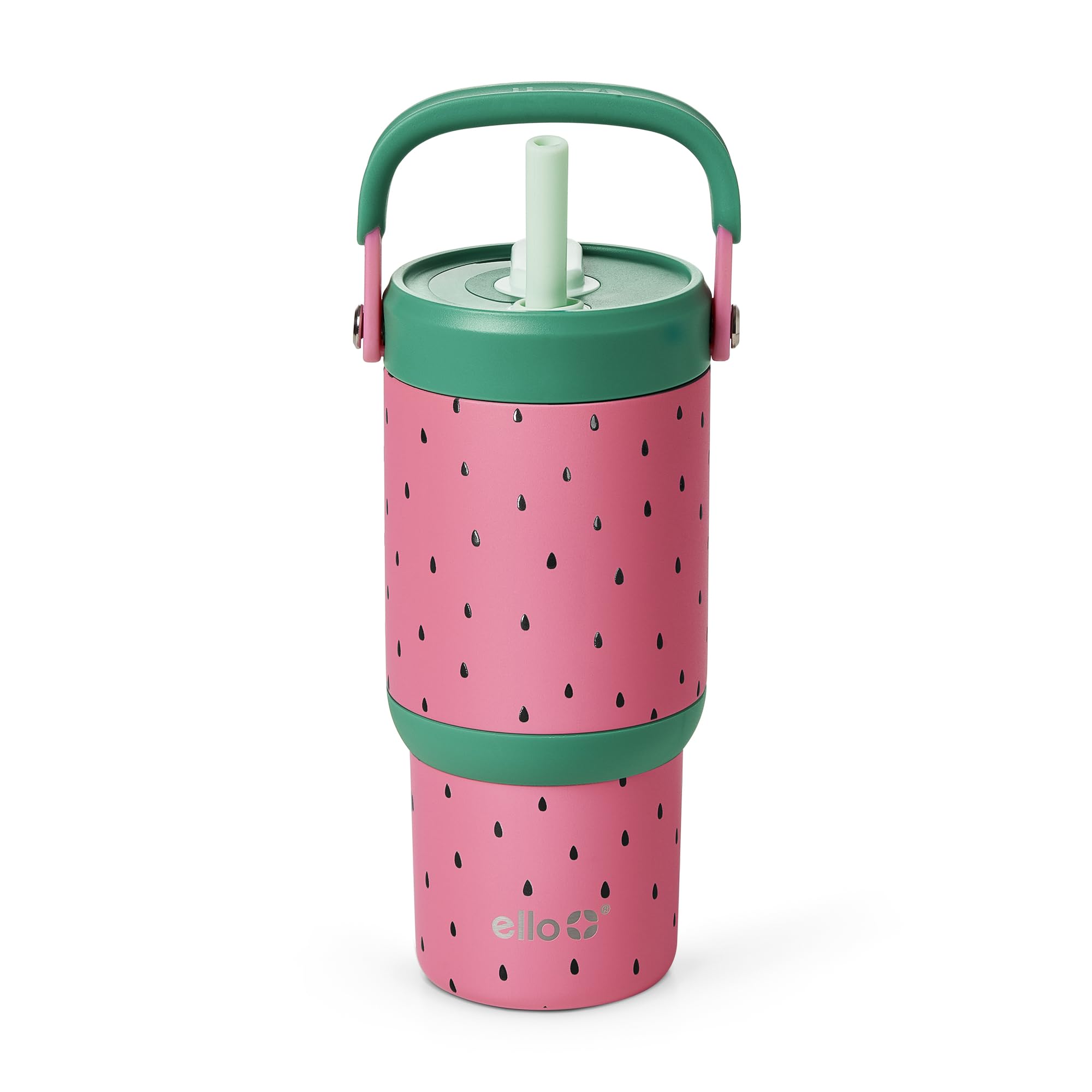 Ello Oasis Go+ 14oz Insulated Stainless Kids Tumbler with Straw, Watermelon