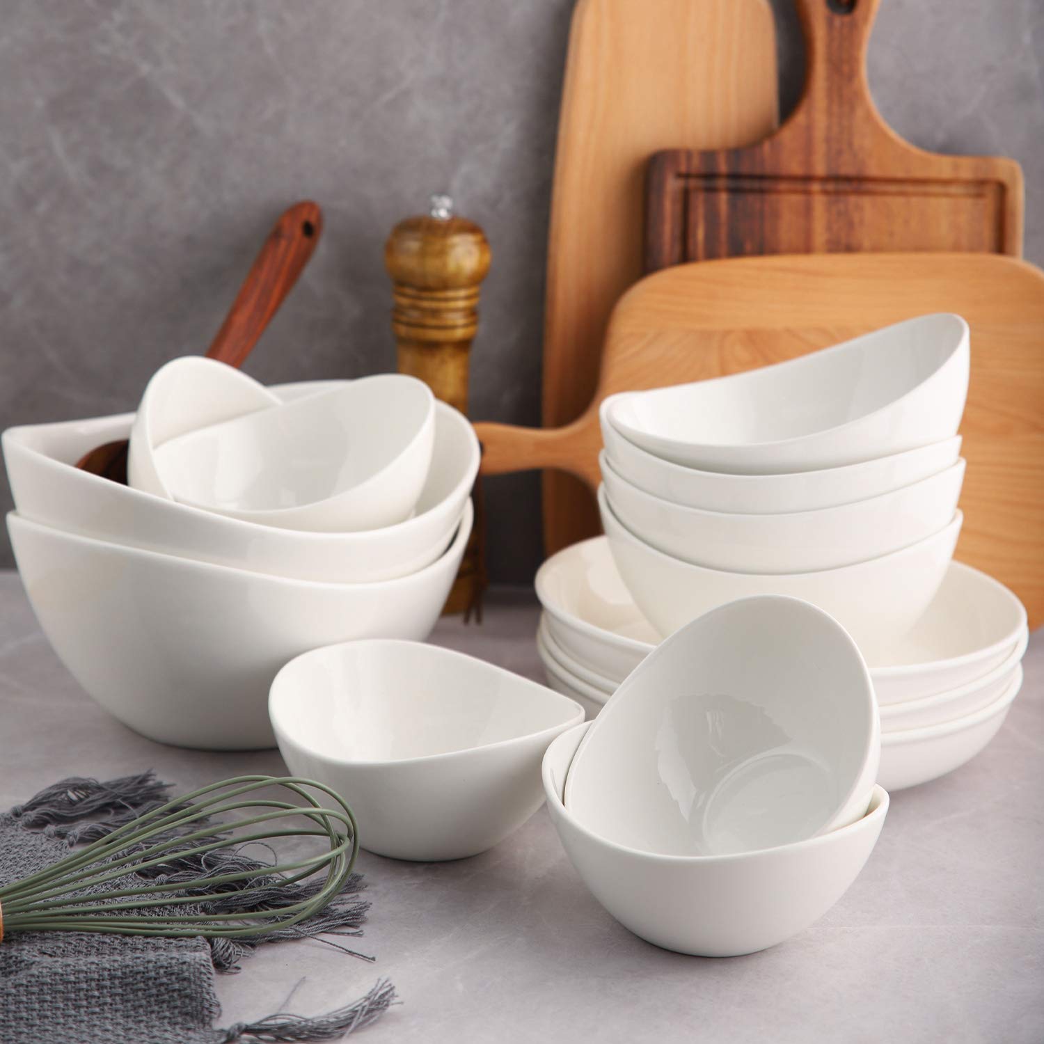 Samsle Porcelain Large Serving Bowl Set (9 Inch),48 Oz Big Salad Bowls, Large Serving Dishes For Entertaining, Party Dinner,Side