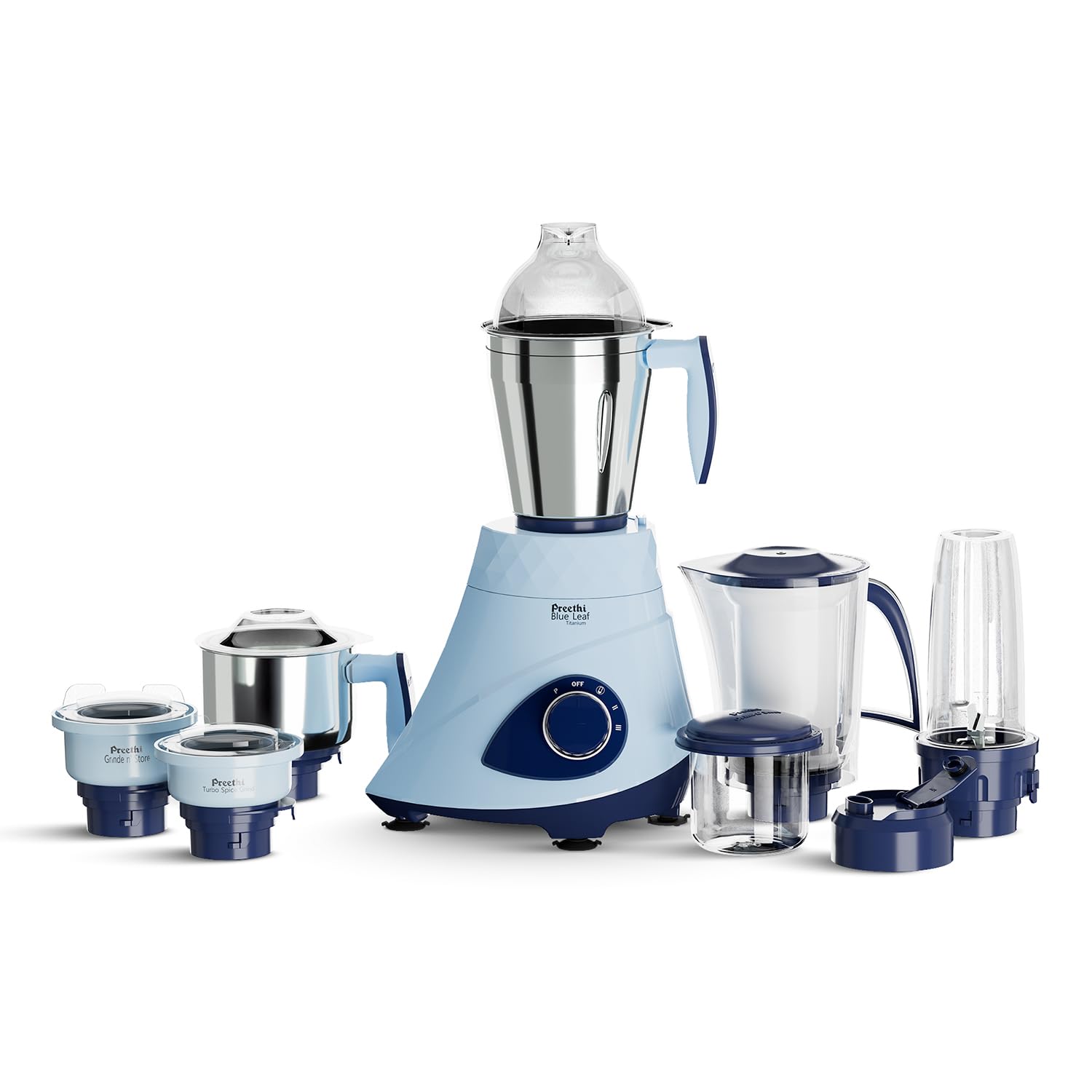 Preethi Blueleaf Titanium 15.0 | Mixer Grinder | 1000 Watt Mixie With 15 Advanced Features| 7 Jars