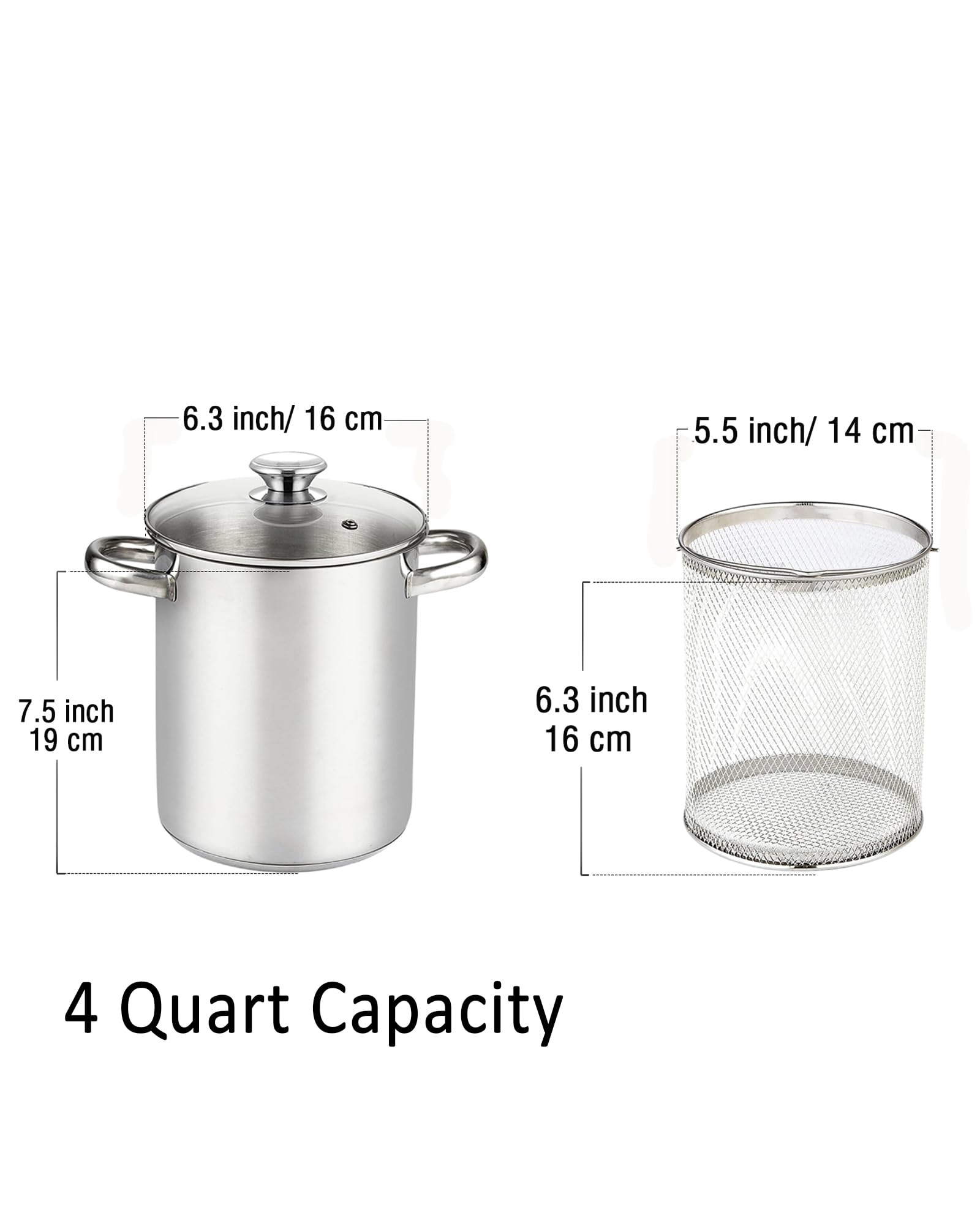 Cook N Home Deep Fryer Pot, Japanese Tempura Small Stainless Steel Deep Frying Pot, 304 Stainless Steel With Oil Drip Drainer Ra