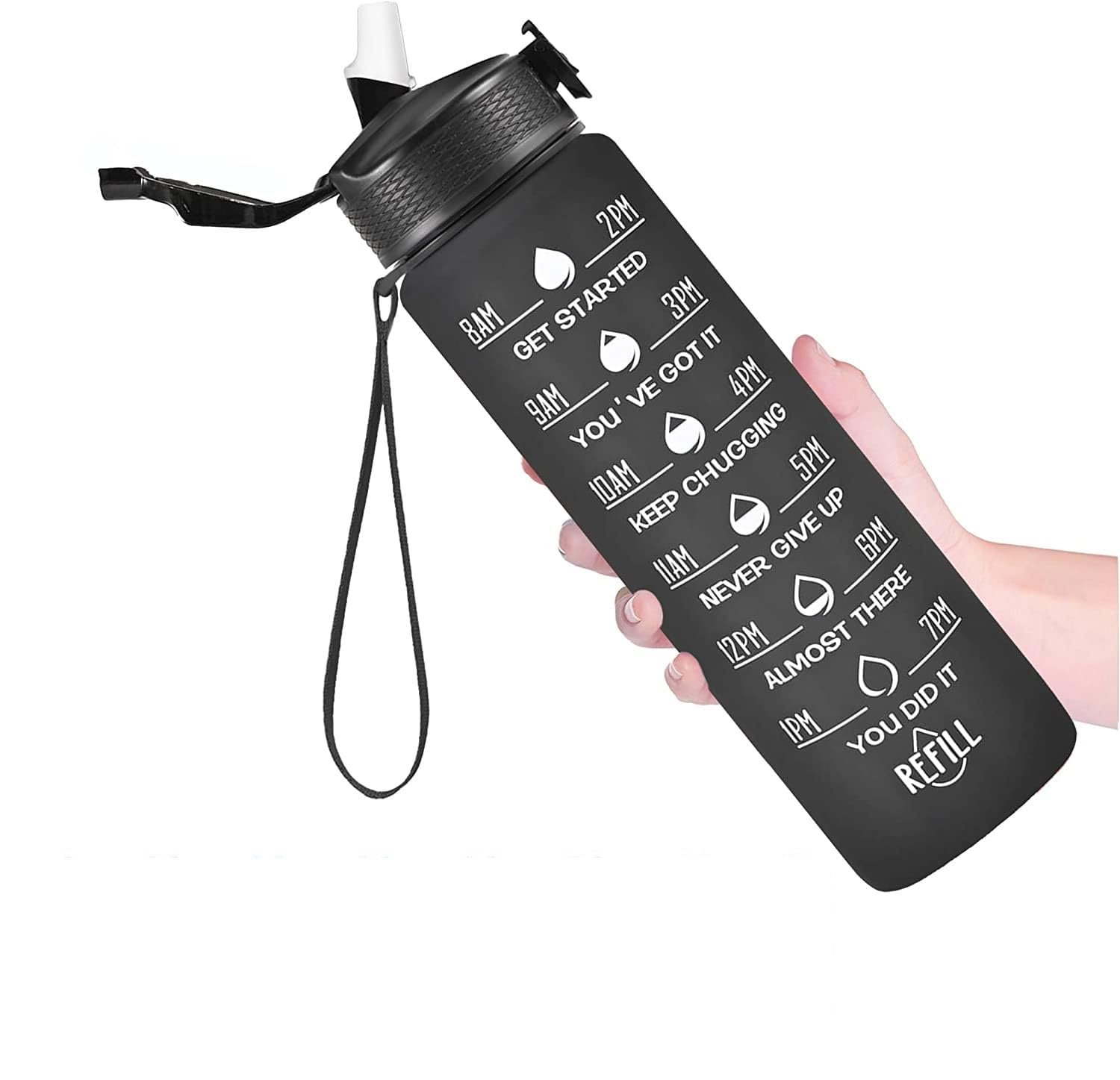Jugte Plastic Water Bottles 1 Litre Sipper Bottle For Adults Motivational Water Bottle Sipper With Straw & Time For Gym Office S