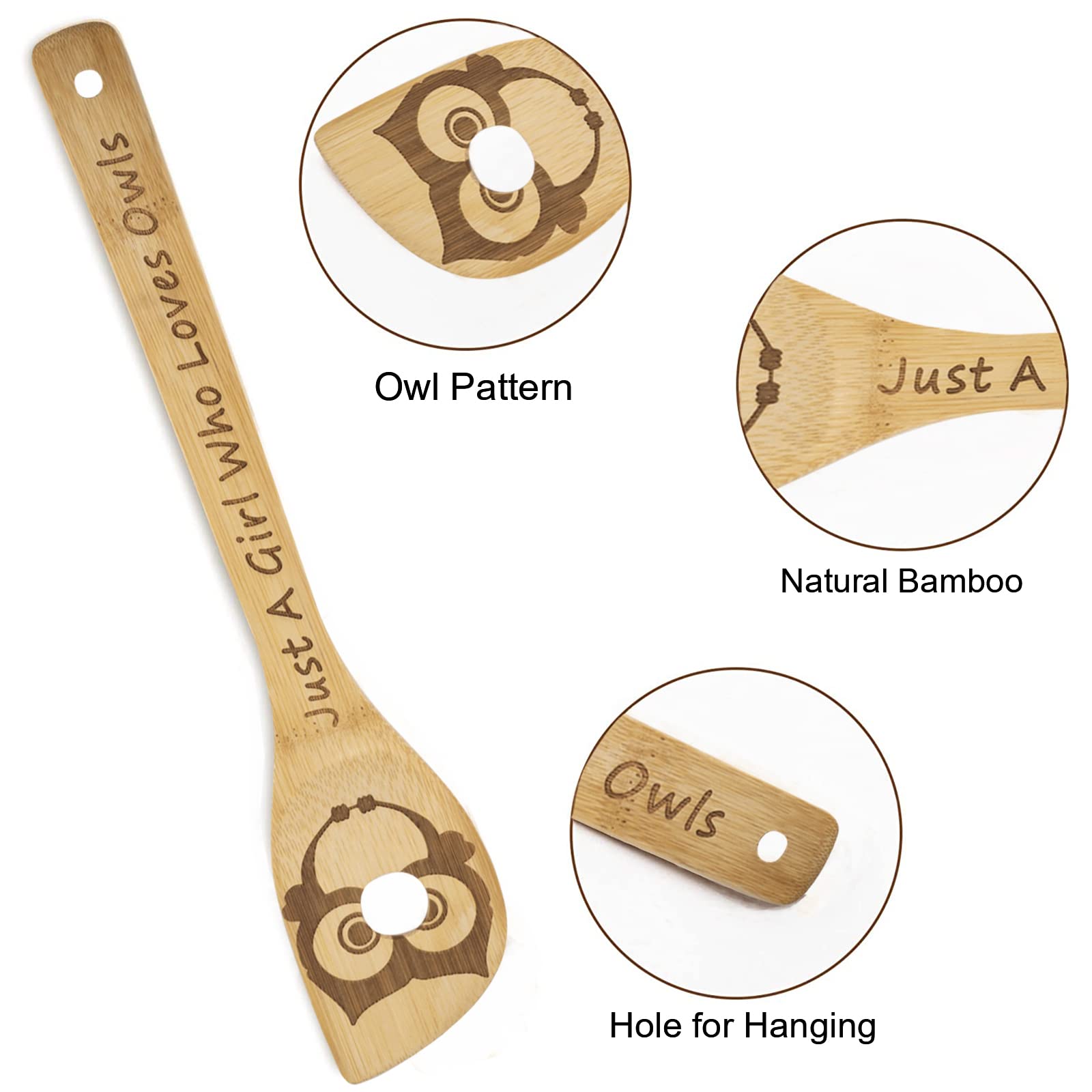 5Pcs Owl Wooden Cooking Spoons,Owl Gifts,Owl Kitchen Gifts,Owl Gift,Cat Mom Gifts,Owl Decor,Owl Gifts For Owl Lovers,Owl Gifts F