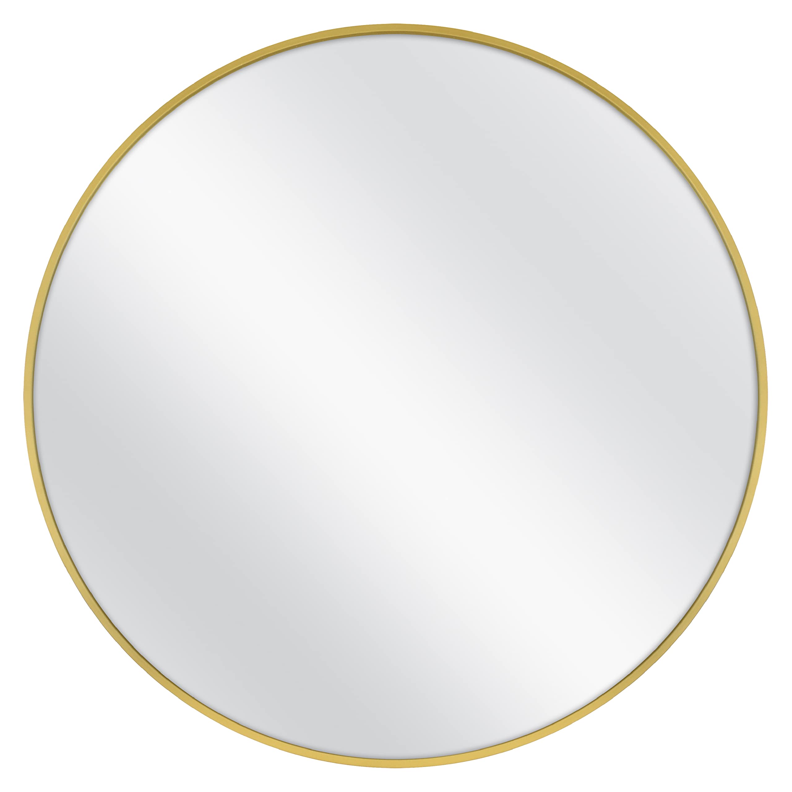 MCS Master & Co. Modern Metal Wall Mirror, 35.75 Inch Round, Brass