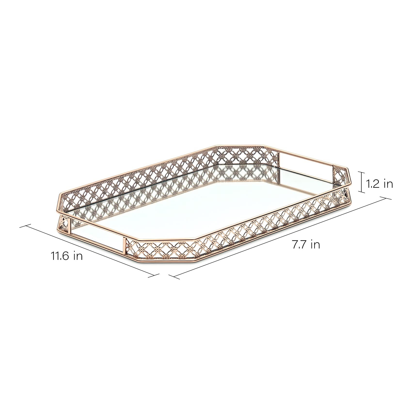 Gold Mirror Tray, Perfume Tray For Dresser, Gold Vanity Trays For Bathroom And Home Decor, 11.6 X 7.7 X 1.2 Inches