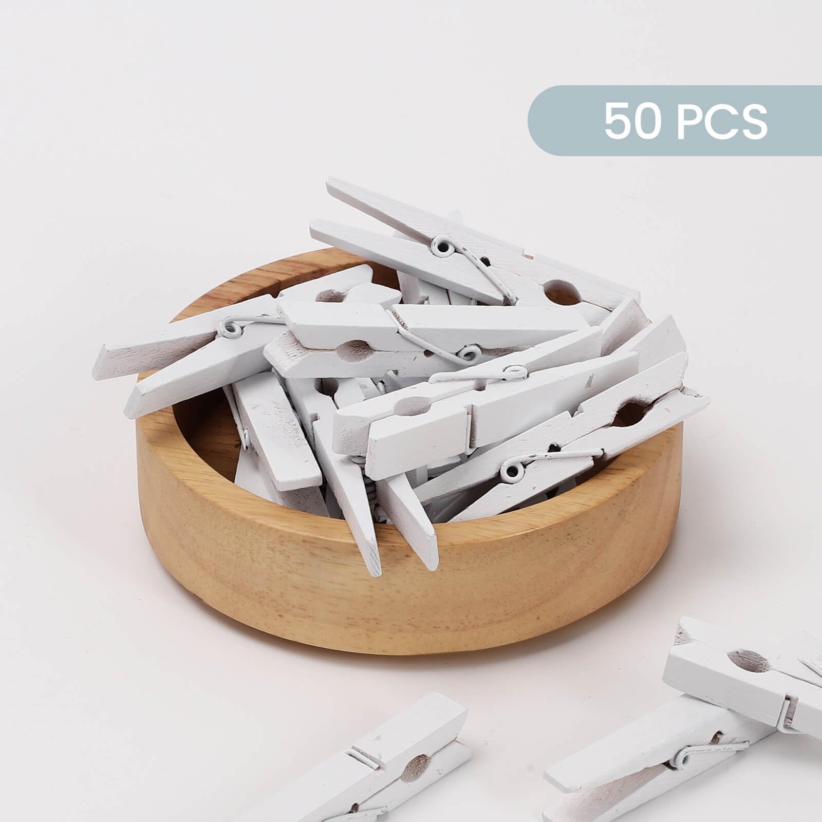 50Pcs Colored Wooden Clothespins, 2.9Inch White Clothes Pins For Clip Pictures Photos Decorative, Small Colorful Wood Decoration