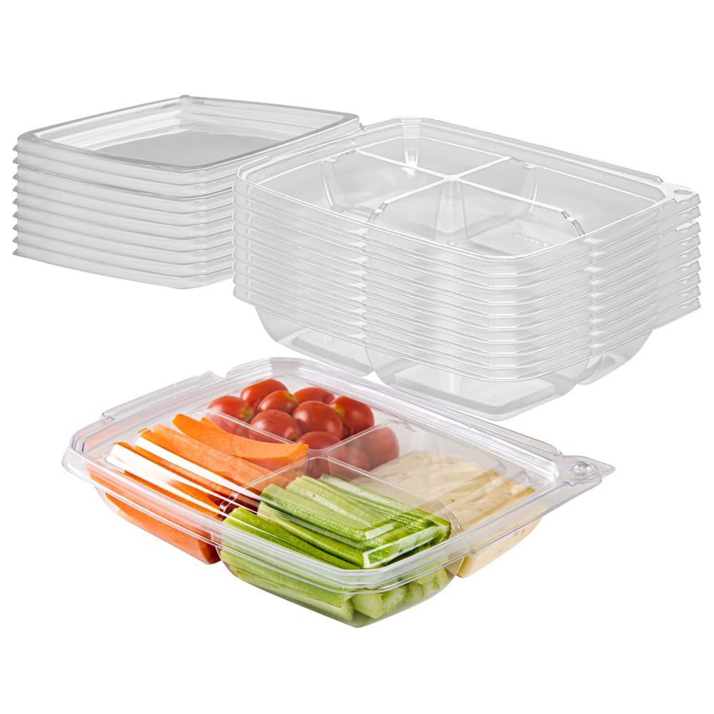 Tamper Tek 13 Ounce Rectangle Take Out Containers, 100 Durable Carryout Containers - Tamper-Evident, Freezable, Clear Plastic To