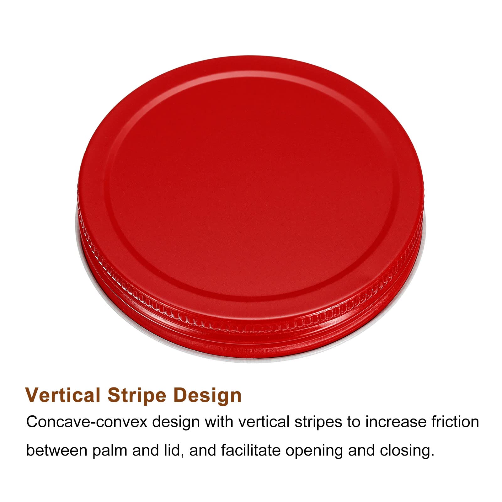 Uxcell Mason Jar Lids, 86Mm/3.39'' Wide Mouth Tin Plate Caps Leak Proof For Canning Jars Kitchen Storage, (Red 6Pcs)