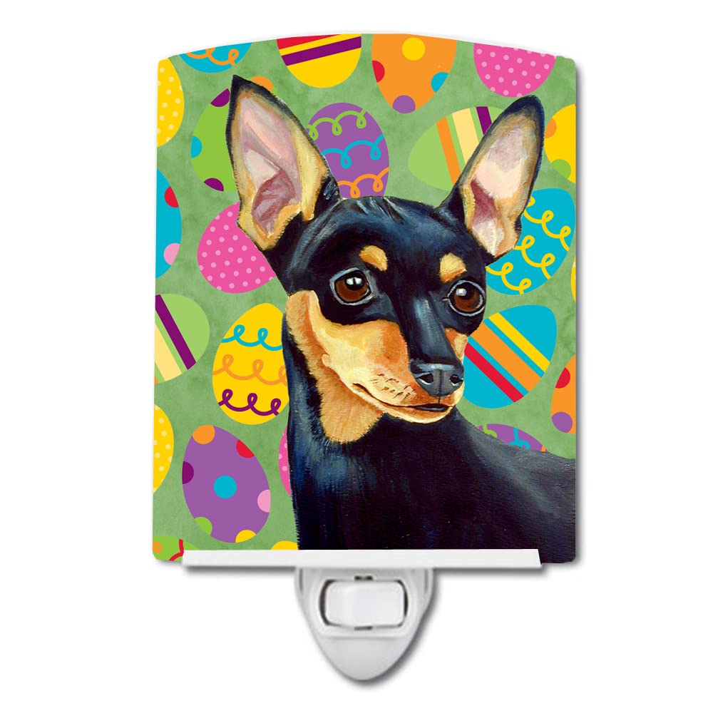 Caroline'S Treasures Lh9425Cnl Min Pin Easter Eggtravaganza Ceramic Night Light Compact, Ul-Certified, Ideal For Bedroom, Bathro