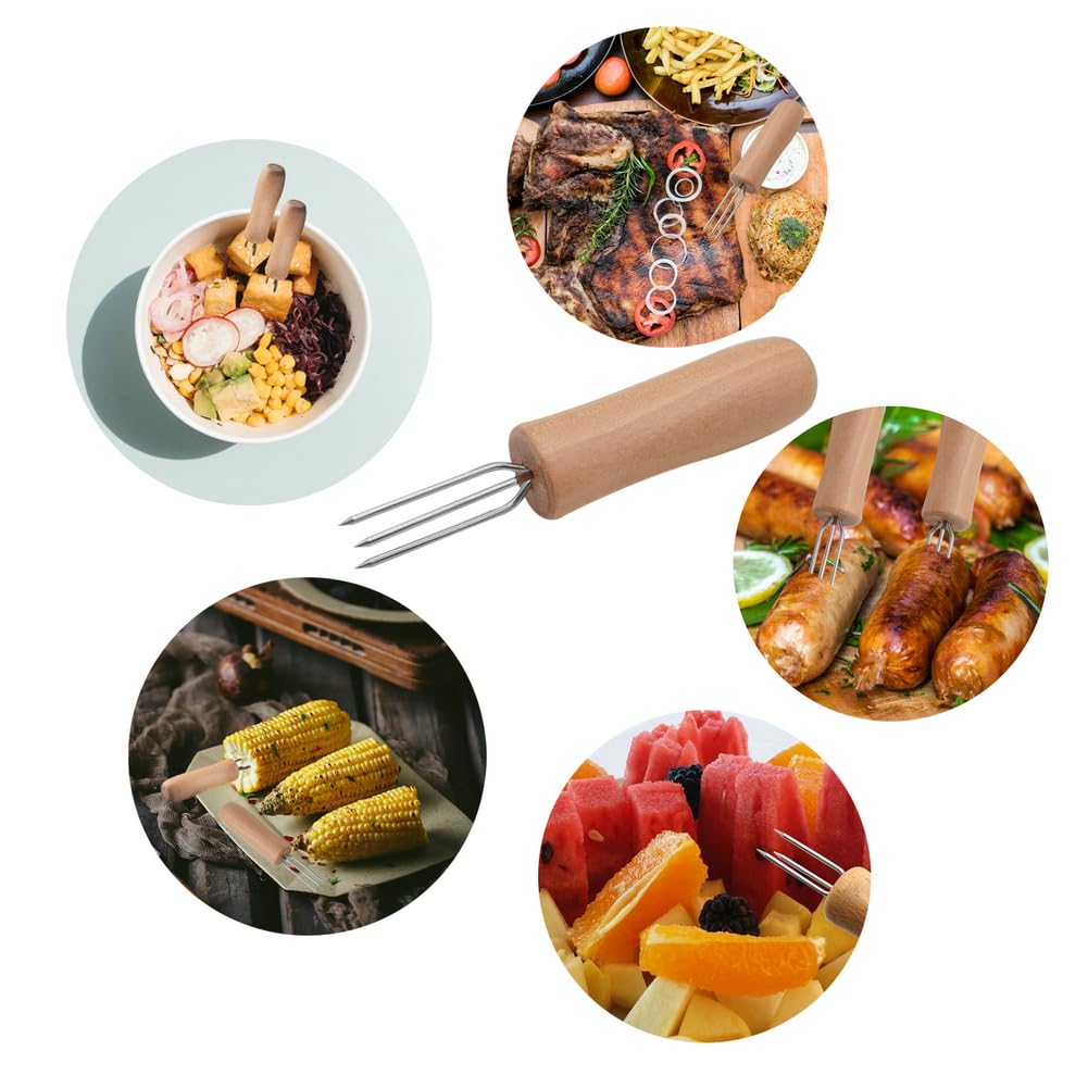 Corn On The Cob Holders, 8 Pack Stainless Steel Corn Cob Holders With Wooden Handle, Peouwnes Corn Holders, Corn On The Grill, C