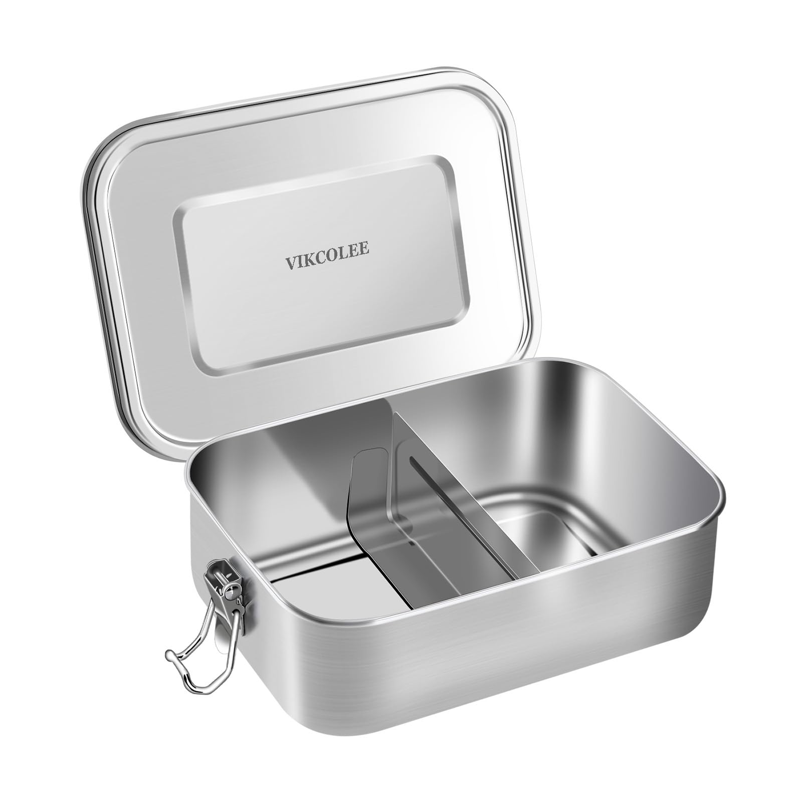 Vikcolee Stainless Steel Bento Box, Metal Lunch Food Container, 800Ml Bento Lunch Box For Kids Or Adults With Lockable Clips To