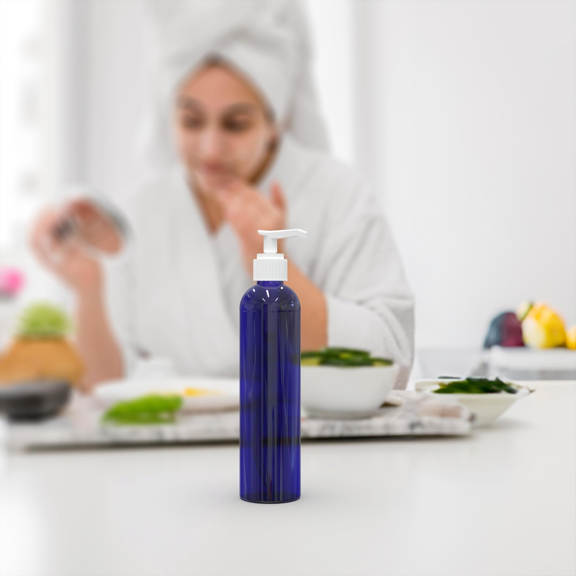 Brightfrom Empty Lotion Pump Bottles, 8 Oz Bpa-Free Refillable Plastic Containers, Pete1 Cobalt-Blue, Great For - Soap, Shampoo,