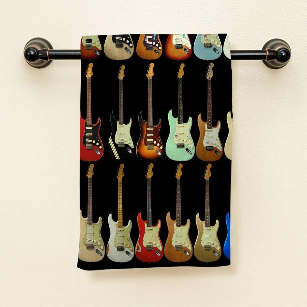 Hgod Designs Guitar Hand Towels,Abstract Musical Instrument Guitar 100% Cotton Soft Bath Hand Towels For Bathroom Kitchen Hotel