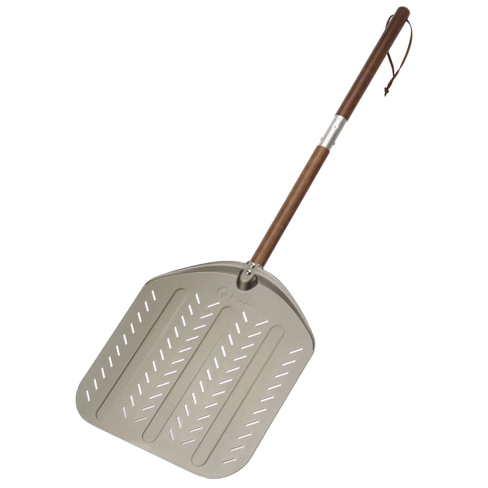 Q Pizza Perforated Pizza Peel 14 with Detachable Long Handle for Grill Oven, Large Pizza spatula Turning Paddle, Oven Accessory 