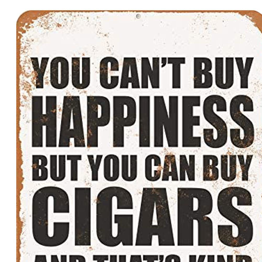 TCHPAX 12X8 -Aluminum Metal Sign - You Can't Buy Happiness But You Can Buy Cigrs - Vintage Look