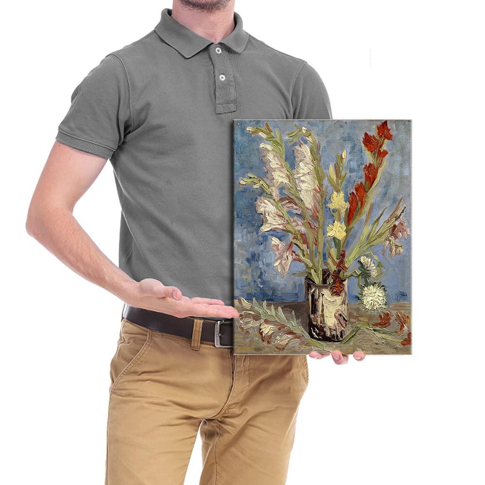 Wieco Art Vase with Gladioli and China Asters by Van Gogh Famous Oil Paintings Reproduction Modern Floral Giclee Canvas Prints Artwork Abstract Flowers Pictures on Canvas Wall Art for Home Decorations