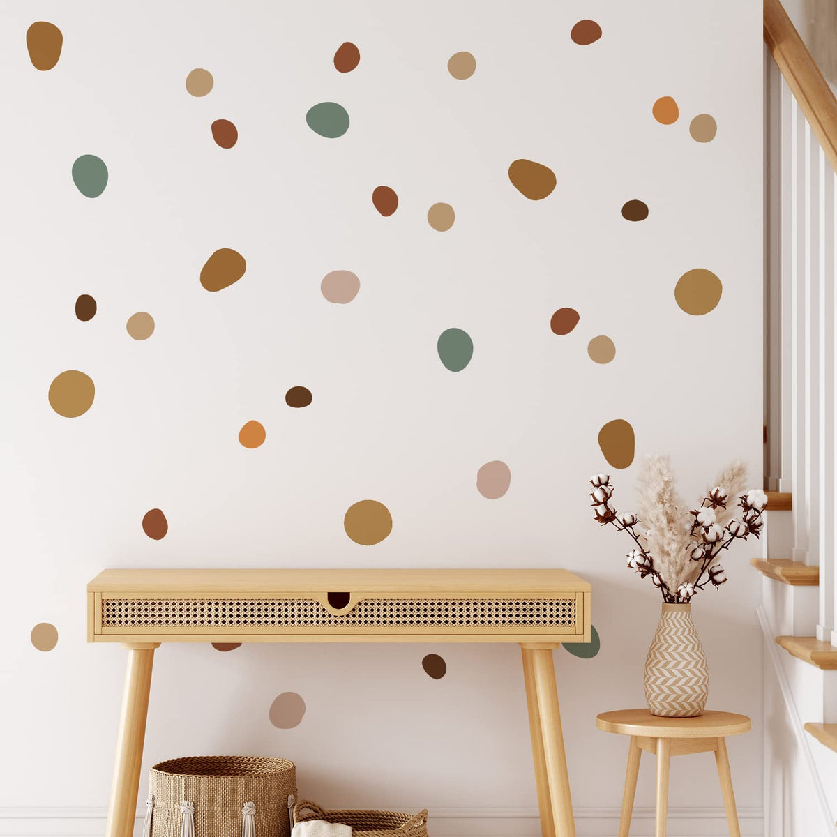 Boho Polka Dot Wall Decals 42 Pcs, Boho Wall Decal Wall Sticker For Girls Room Living Room Playroom Nursery, Removable Wall Deca