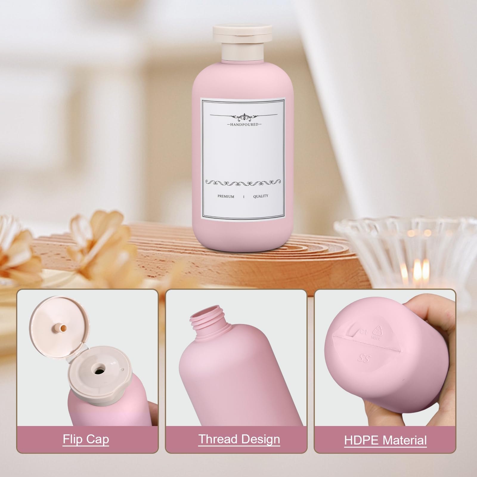 Umetass Travel Shampoo Bottle, Empty Plastic Squeeze Bottles 10Oz With Flip Cap, Lotion Container For Toiletries Travel Size Sha