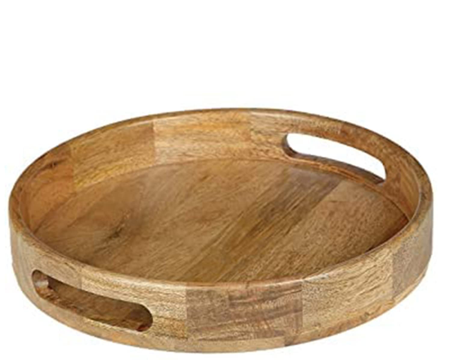 Quamium Wooden Round Tray For Decoration, Decor, Serving And Dining Table | Multipurpose Storage Tray Mango Wood Serving Tray, 1