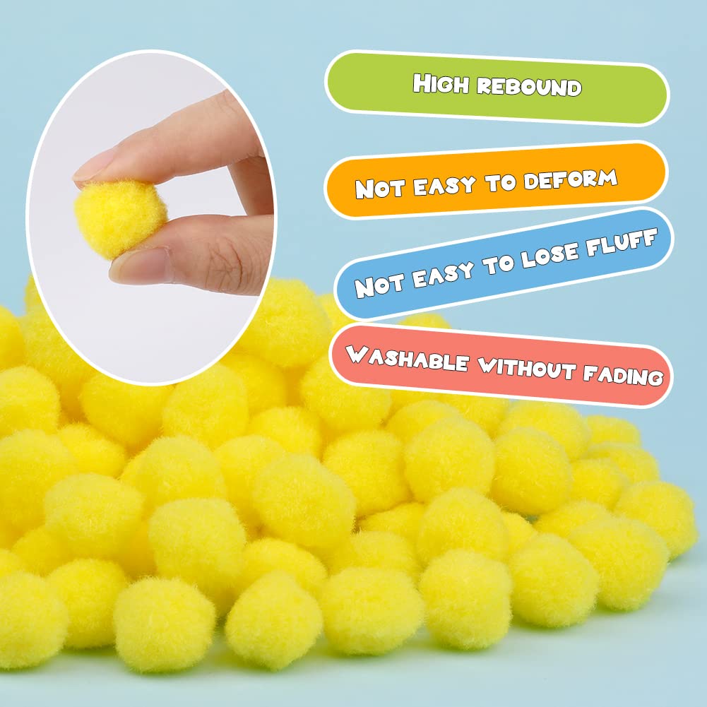 150 Pieces Pom Poms  1 Inch Yellow Craft Pom Poms  Christmas Fuzzy Pompom Puff Balls  Small Pom Pom Balls for DIY Arts  Crafts Projects  Christmas Home Decorations