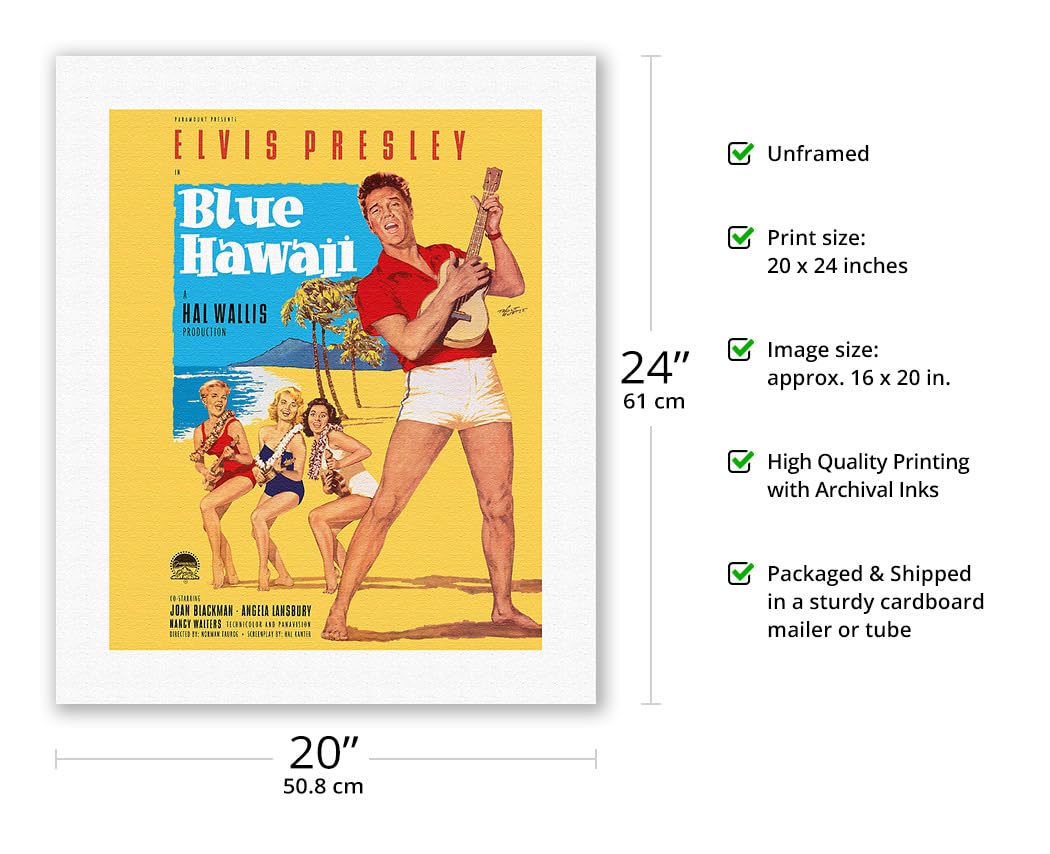 Elvis Presley In Blue Hawaii - Vintage Film Movie Poster By Rolf Goetze C.1961 - Fine Art Rolled Canvas Print (Unframed) 16In X