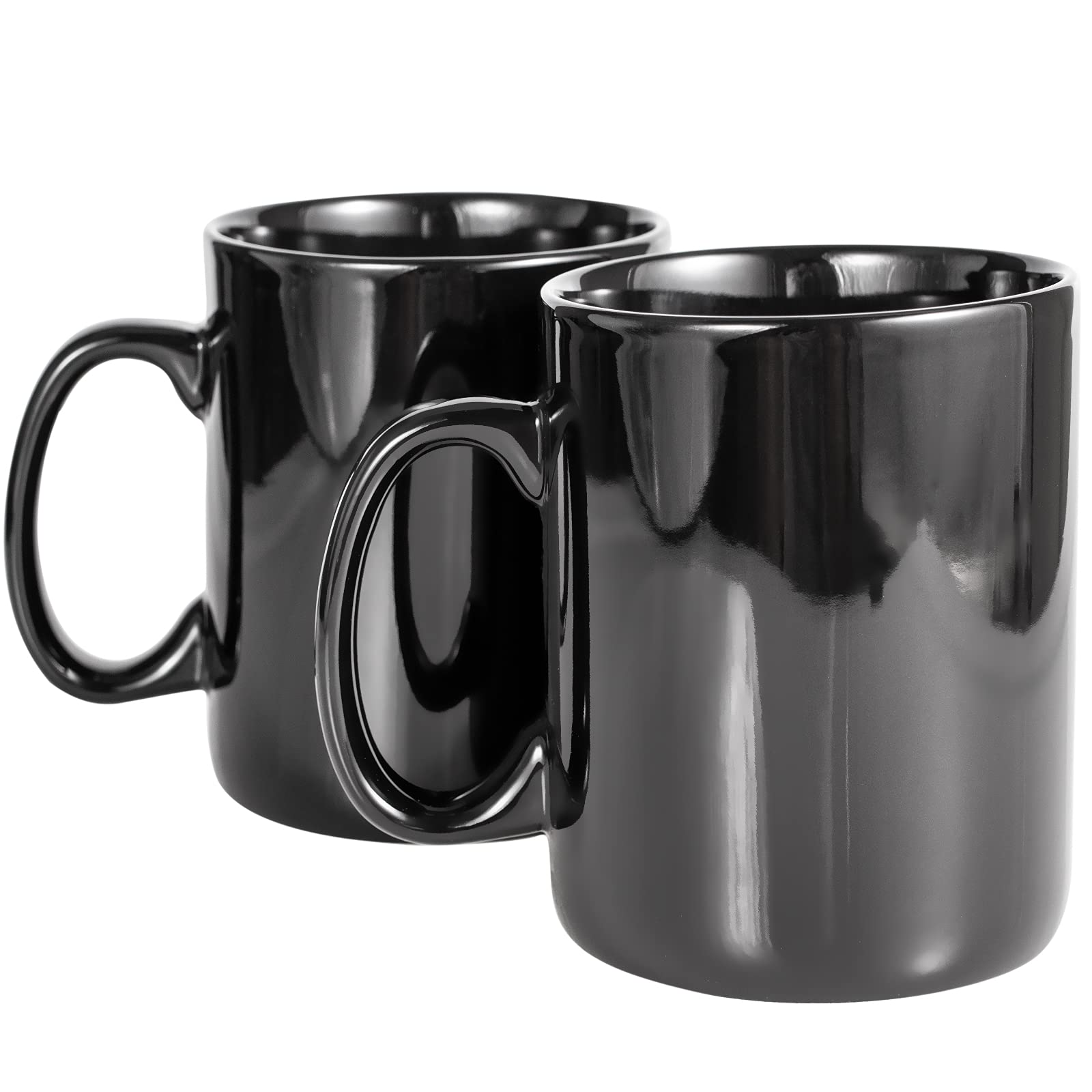 BYCNZB 30oz Super Large Ceramic Coffee Mugs Large Handles Set of 2 (black)