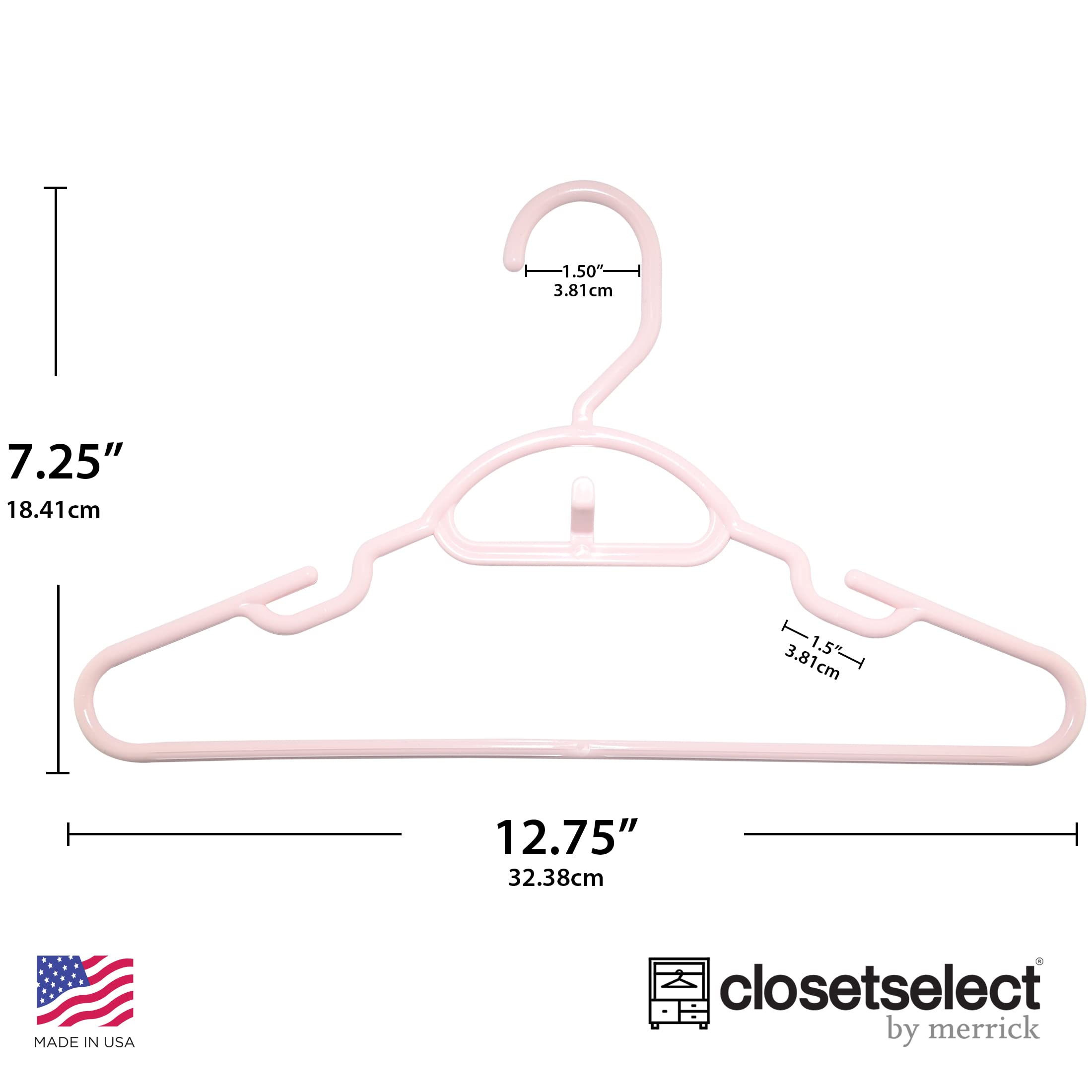 30 Pk Pink Youth Petite Plastic Hangers For Children Clothes Sizes 8 To 14, Petite,Teen, Preteen, Junior, 30 Pack (Pink Rose)