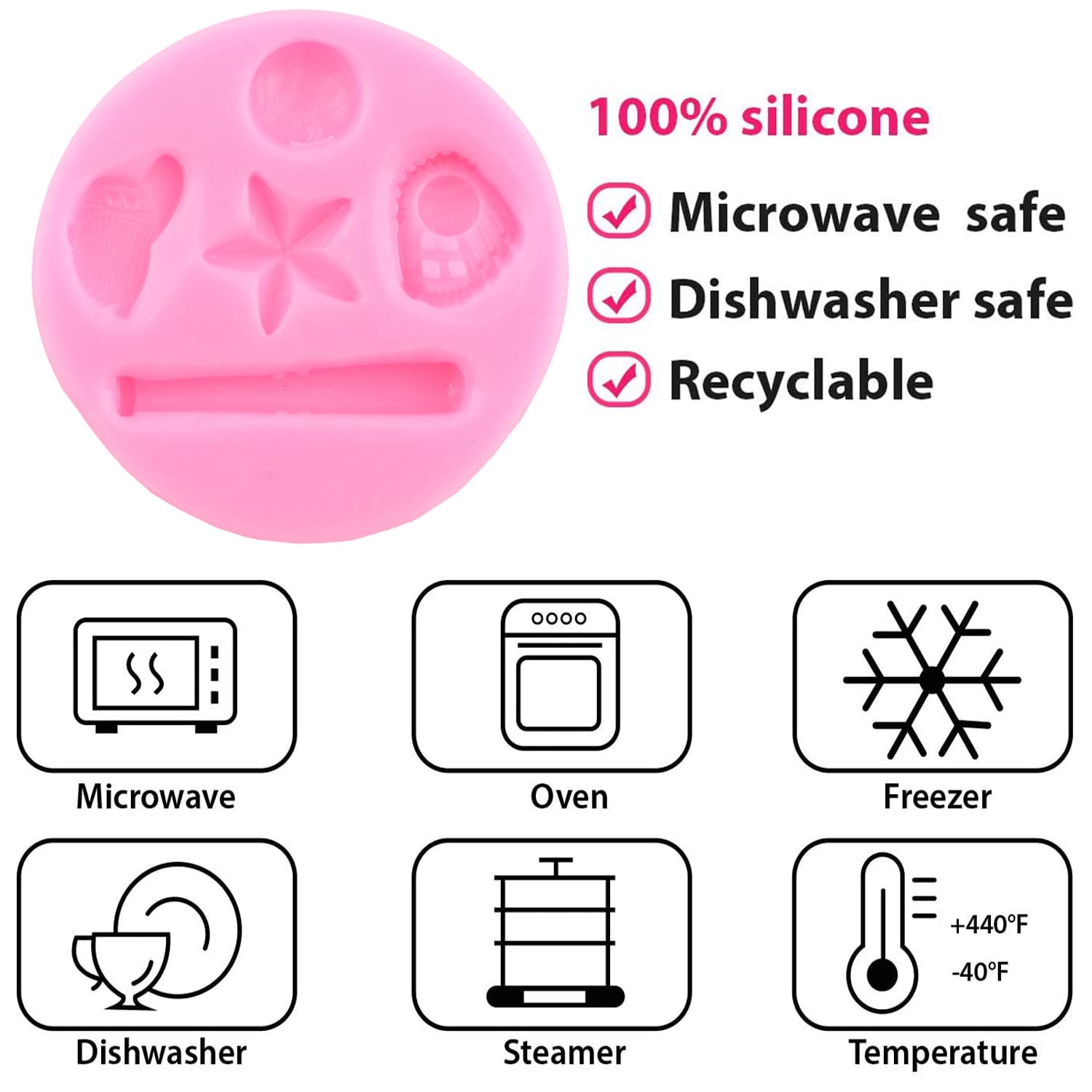 Mujiang Ball Silicone Molds Football Baseball Basketball Rugby Fondant Mold For Cake Decorating Chocolate Candy Clay Set Of 4