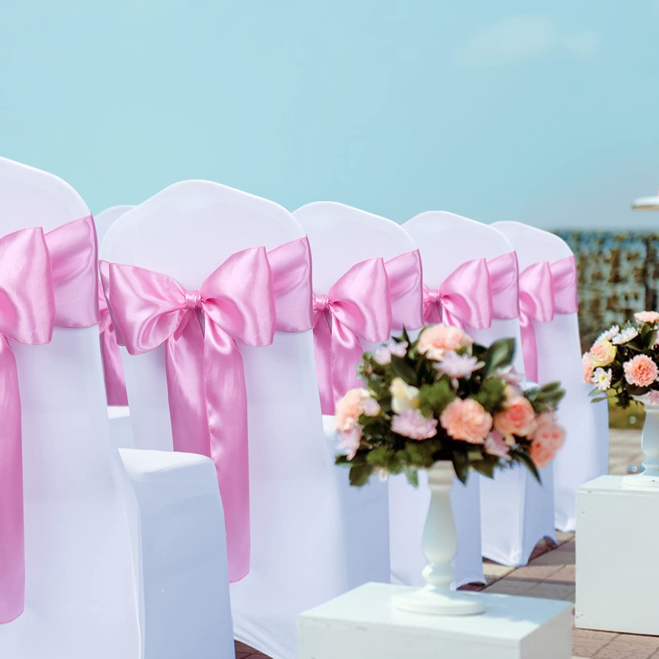 Babenest Satin Chair Sashes Ties Upgraded 10 pcs Chair Ribbons Bows for Wedding Banquet Party Easter Christmas Baby Shower Event