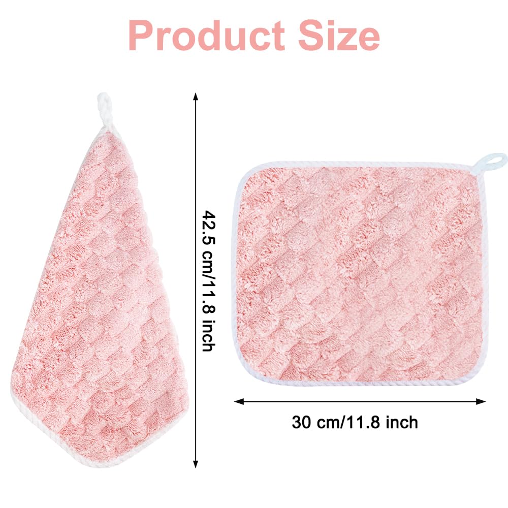Fhdusryo 6Pcs Hanging Hand Dry Towels, Square Microfiber Hand Towels With Hanging Loop, Super Absorbent Soft Small Hanging Towel