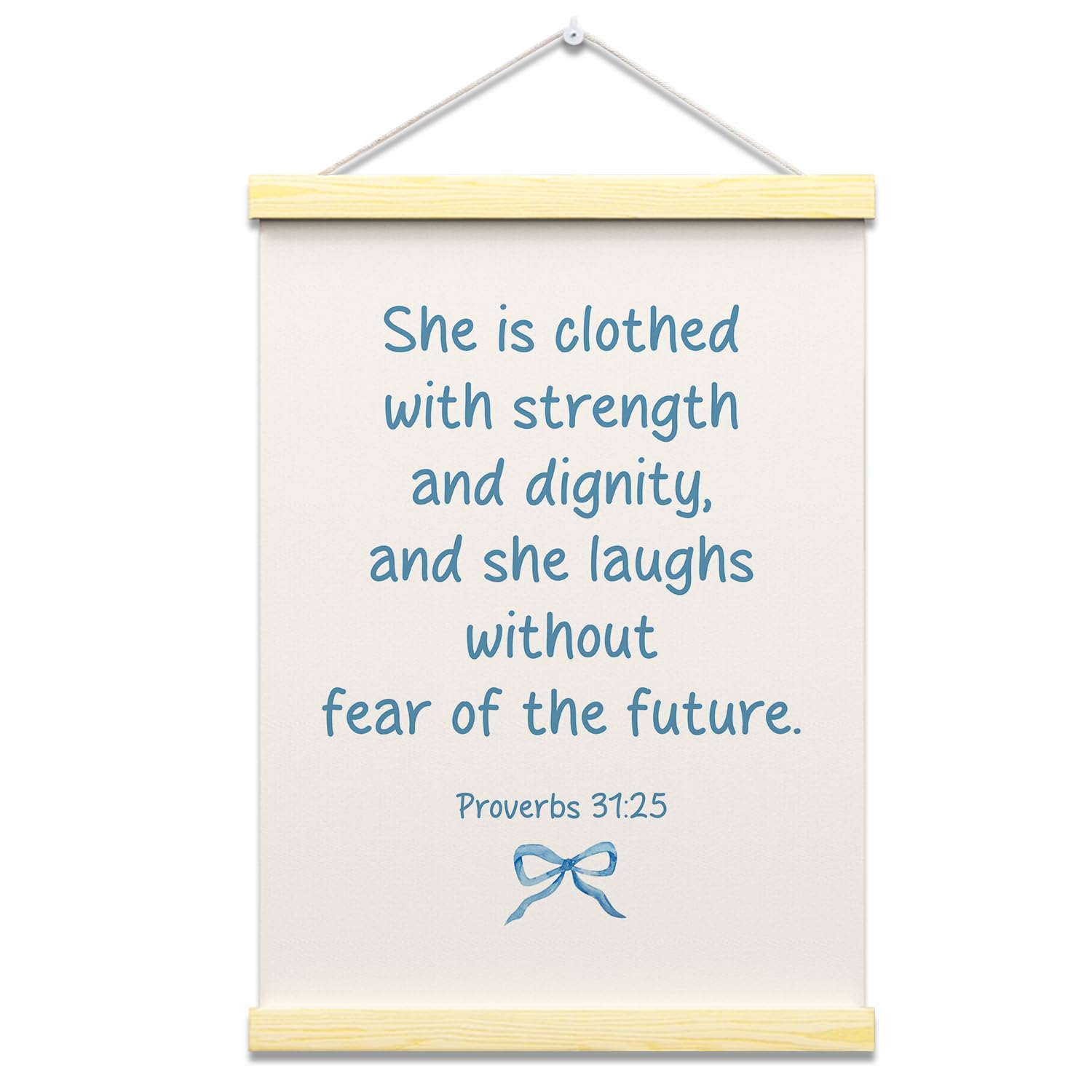 Blue Bow Christian Posters Hanger Frame Girls Room Bedroom Livingroom Home Wall Art Decor Hanging Poster 16x12 Inch Inspirationa