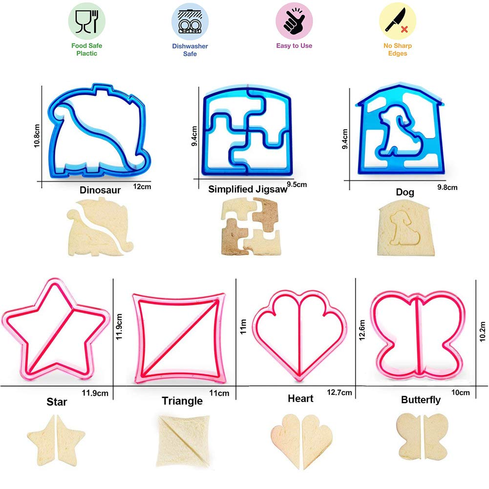 7 Pack Sandwich Cutters And Bread Crust Shape Remover For Kids, Messar Cute Animals Shapes Toast Mould Diy Sandwich Slicer Maker