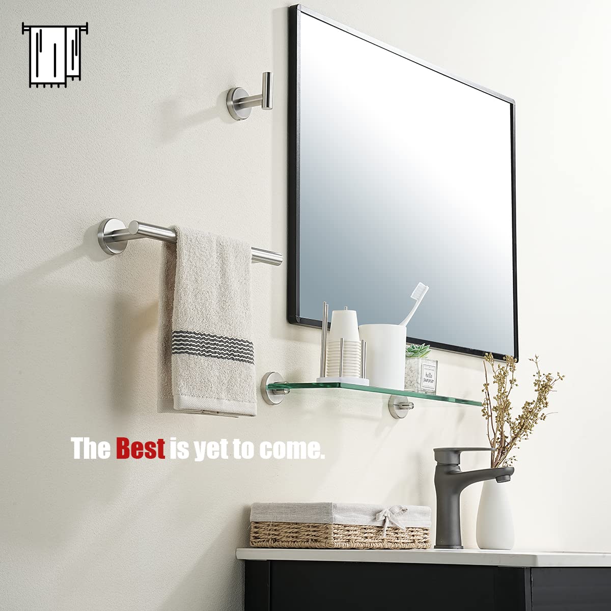 Jqk Hand Towel Bar, 9 Inch 304 Stainless Steel Thicken 08Mm Towel Rack, Bathroom Towel Holder Brushed Finished Wall Mount, Total