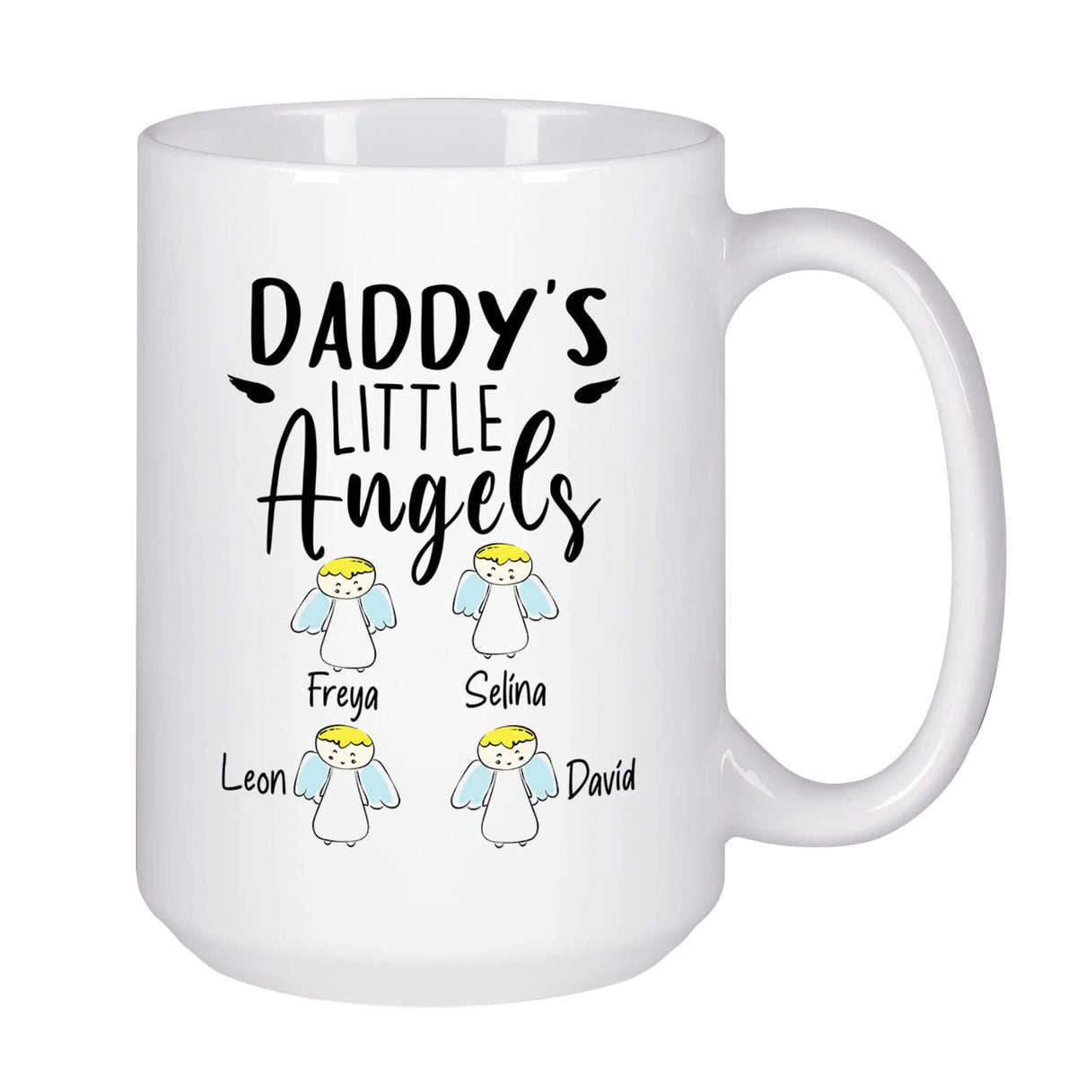 Dad Gift Personalized Mugs Daddy'S Little Angel Mug, Dad Gifts Custom Kids Names, Dad Cup Gifts For Father/Papa, Dad Ceramic Mug