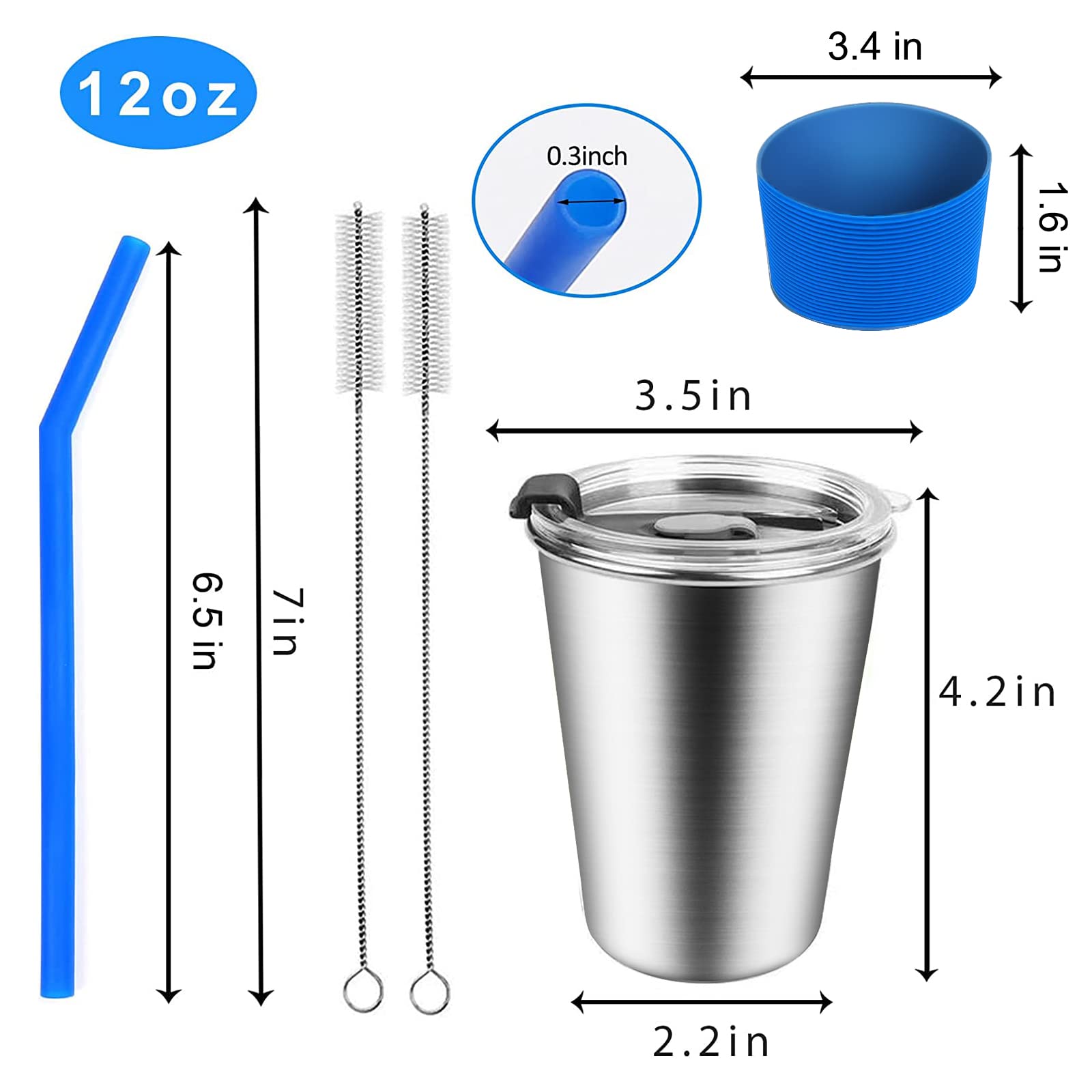 Shineme Kids Cups With Straws And Lids, 12Oz Spill Proof Toddle Straw Cups With Sleeves, Reusable Water Tumbler For Children & A