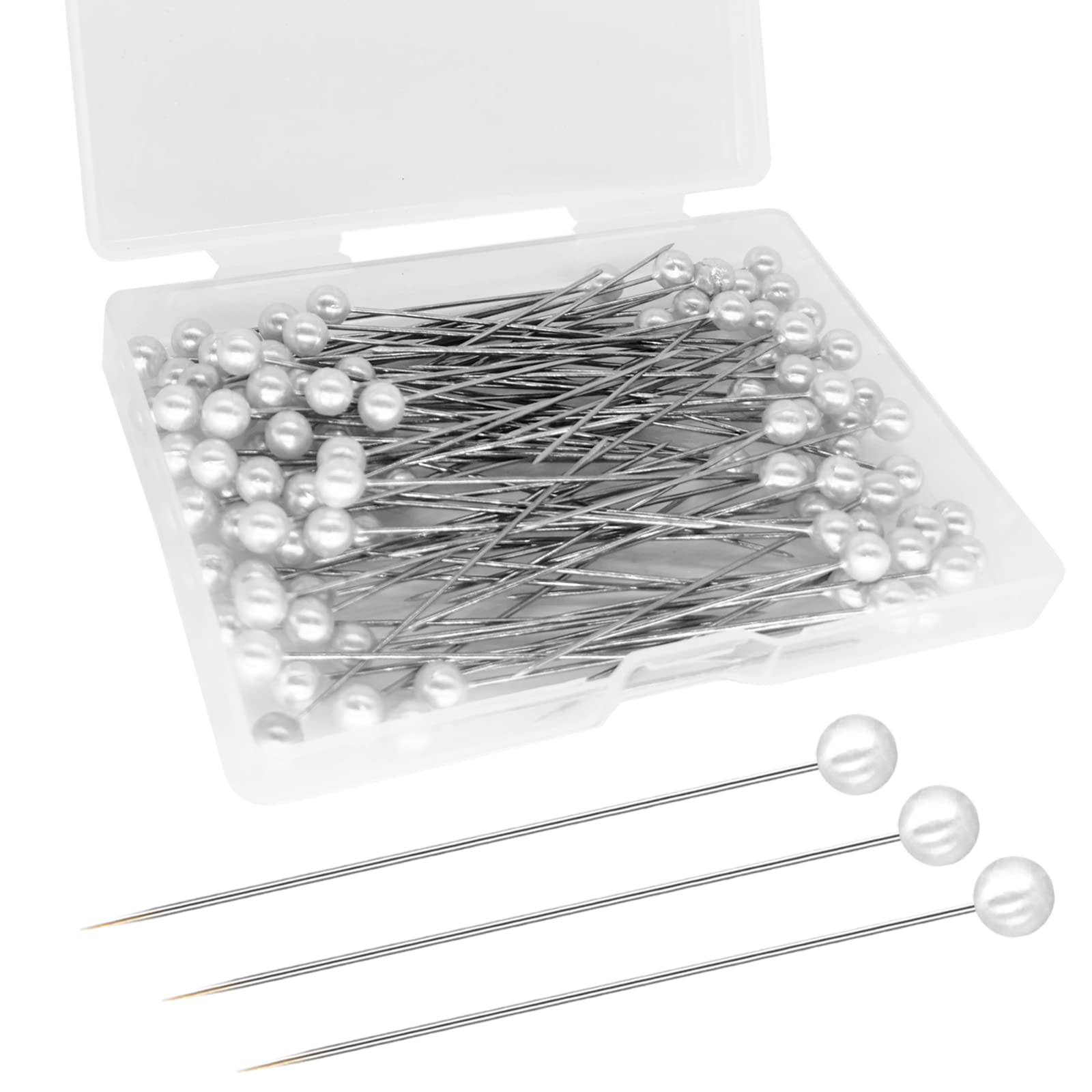 Corsage Boutonniere Pins, Teardrop Pearl Ball Head Pins, Long 25Inch Sewing Pins For Fabric, White Straight Bouquet Pins For Wed