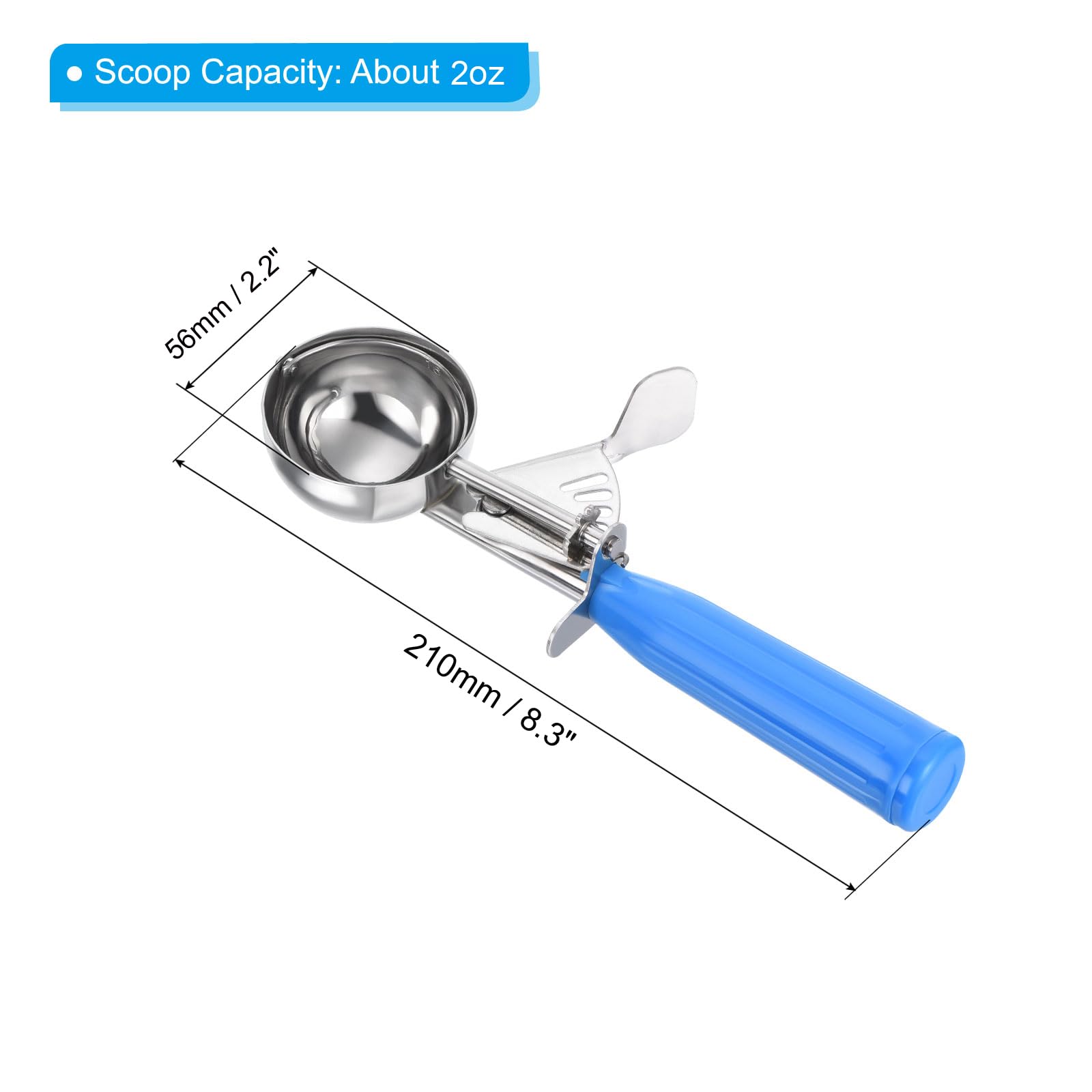 Patikil 2 Ounce Ice Cream Scoop With Trigger, Stainless Steel Portion Cookie Scoop With Thumb Trigger For Cookie Dough Cupcake B