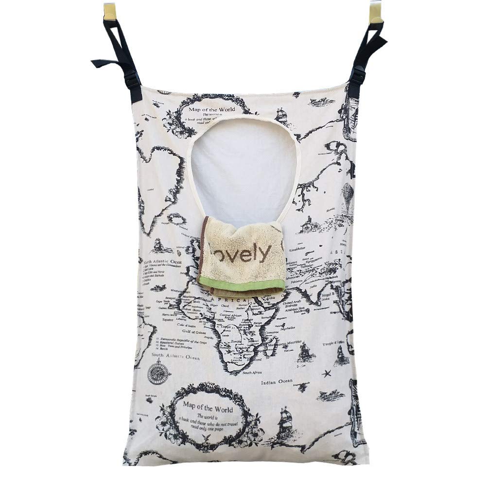 Amlrt Adjustable Door-Hanging Laundry Hamper With Stainless Steel Hooks, Hanging Laundry Bag