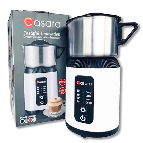 Casara Milk Frother and Steamer Machine  Warm and Cold Milk Foamer Professional Frothing Standard 4-in-1 Functions Dishwasher Safe 27oz Detachable Foam Maker for Latte Cappuccinos Hot Chocolate